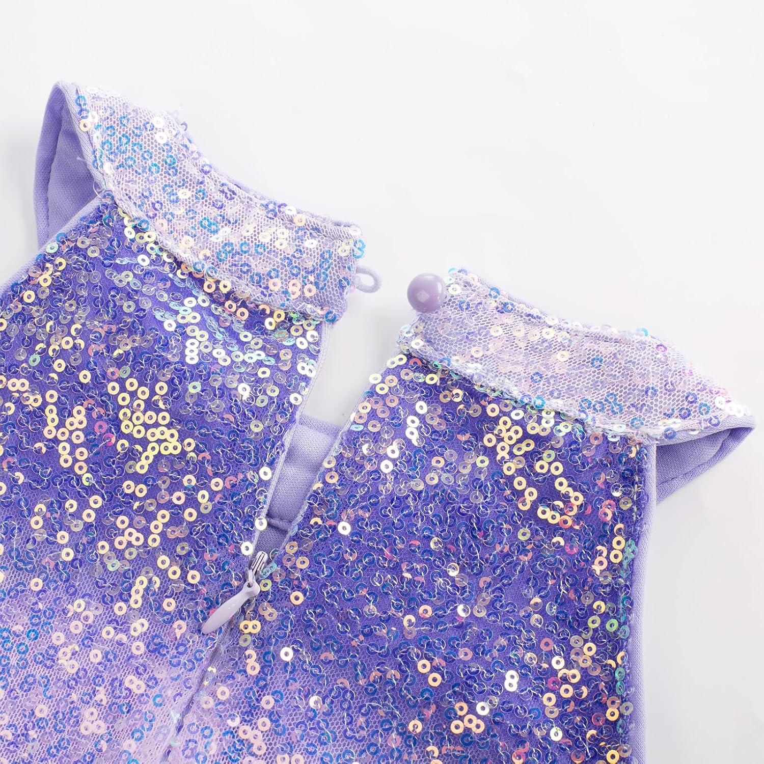 imageGRACE KARIN Girls Halter Neck Sequin Dress 614Y Kids Fancy Formal Party Christmas Sparkly Pageant Birthday DressesColorful Purple