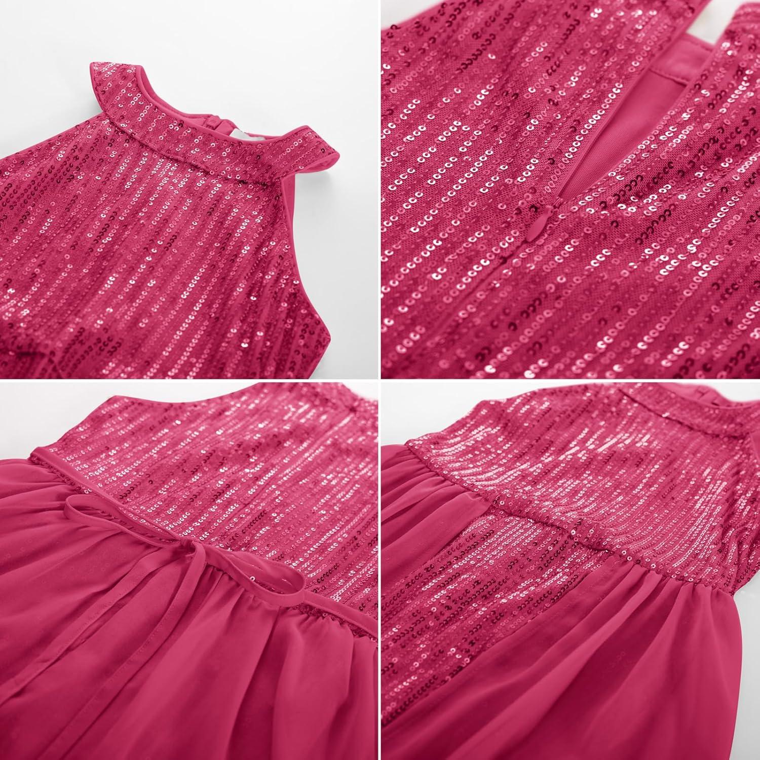 imageGRACE KARIN Girls Halter Neck Sequin Dress 614Y Kids Fancy Formal Party Christmas Sparkly Pageant Birthday DressesHot Pink
