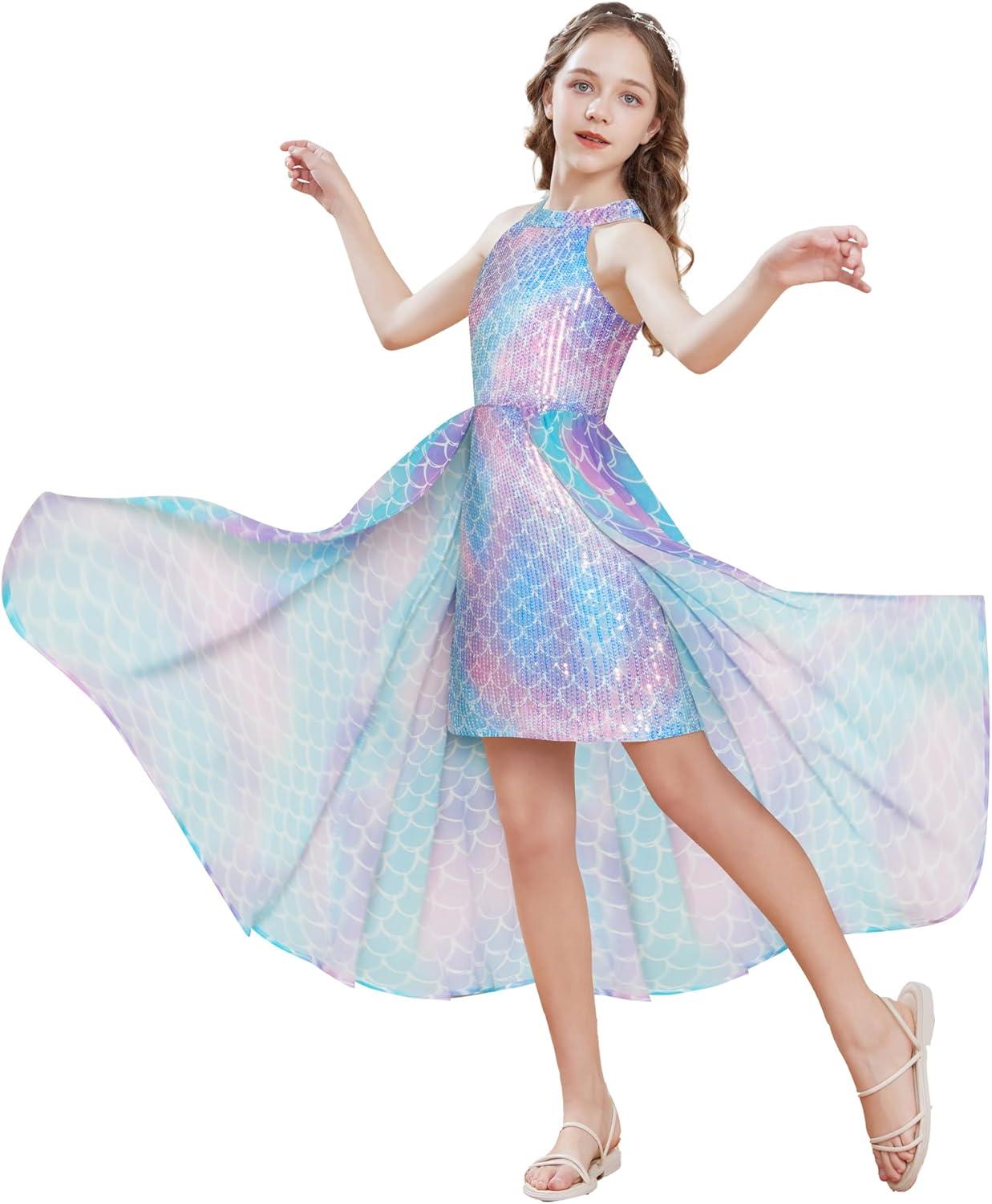imageGRACE KARIN Girls Halter Neck Sequin Dress 614Y Kids Fancy Formal Party Christmas Sparkly Pageant Birthday DressesMermaid