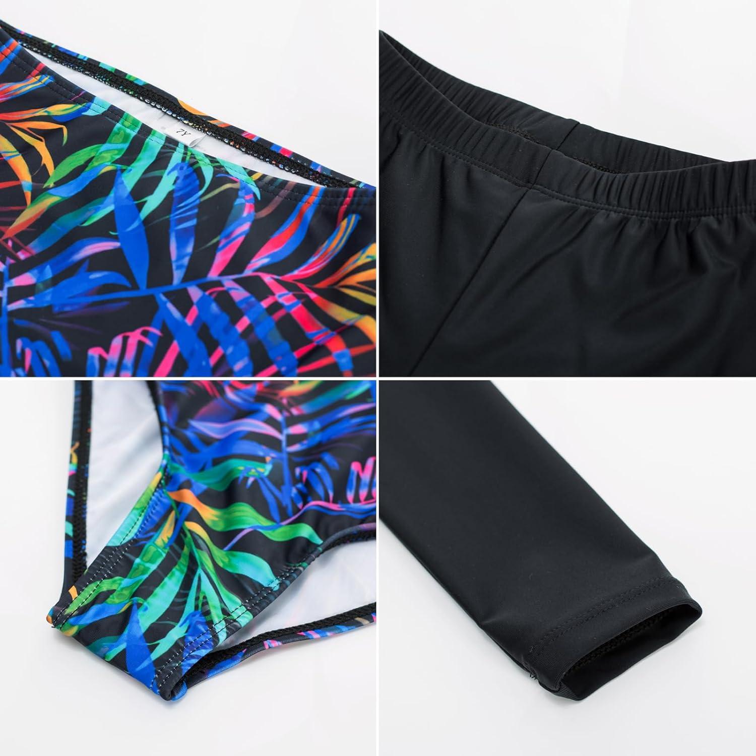 imageGRACE KARIN Girls Long Sleeve Swimsuit Mermaid Bathing Suit Rash Guard Swimwear 4 Piece Size 512Blackcoconut