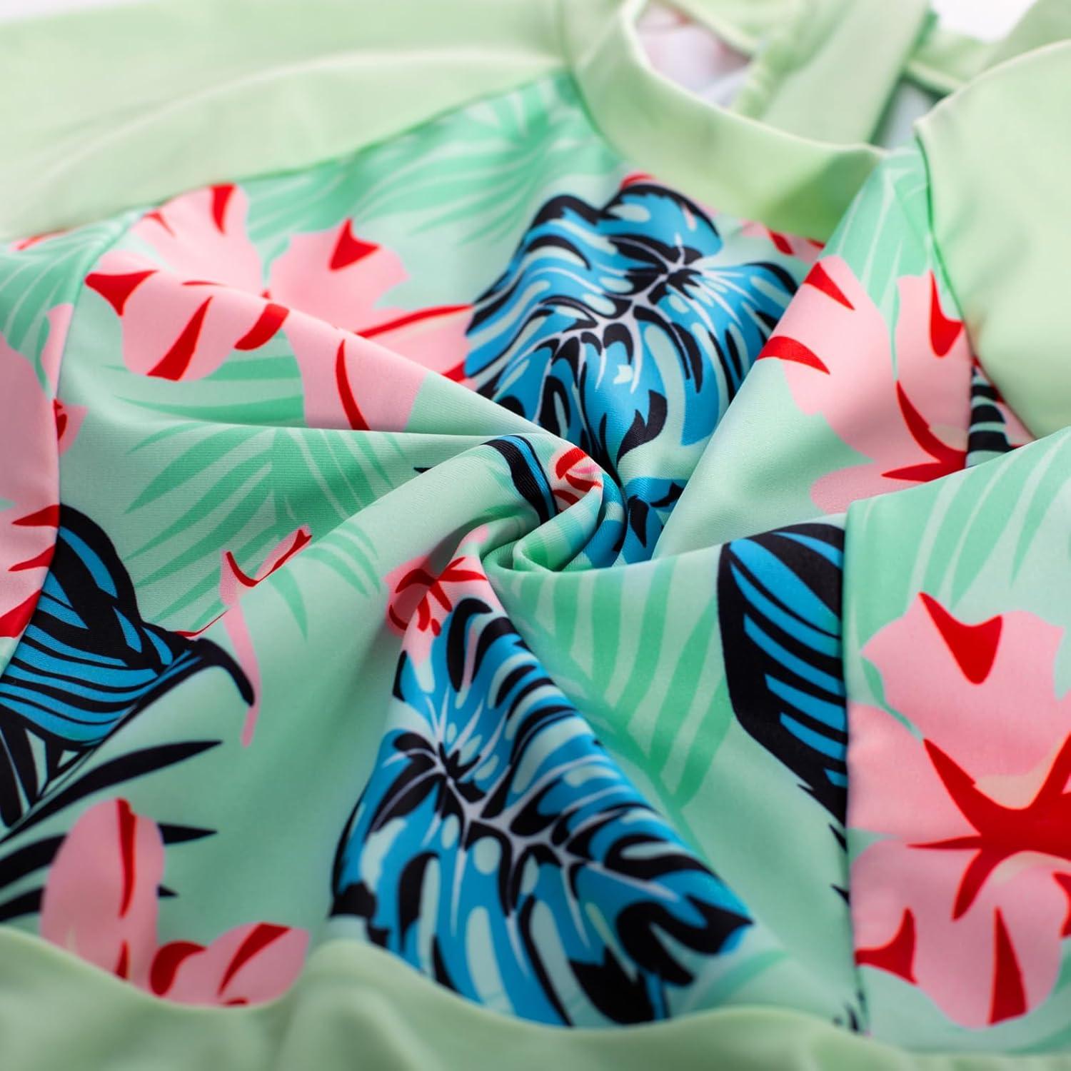 imageGRACE KARIN Girls Long Sleeve Swimsuit Mermaid Bathing Suit Rash Guard Swimwear 4 Piece Size 512Greenfloral
