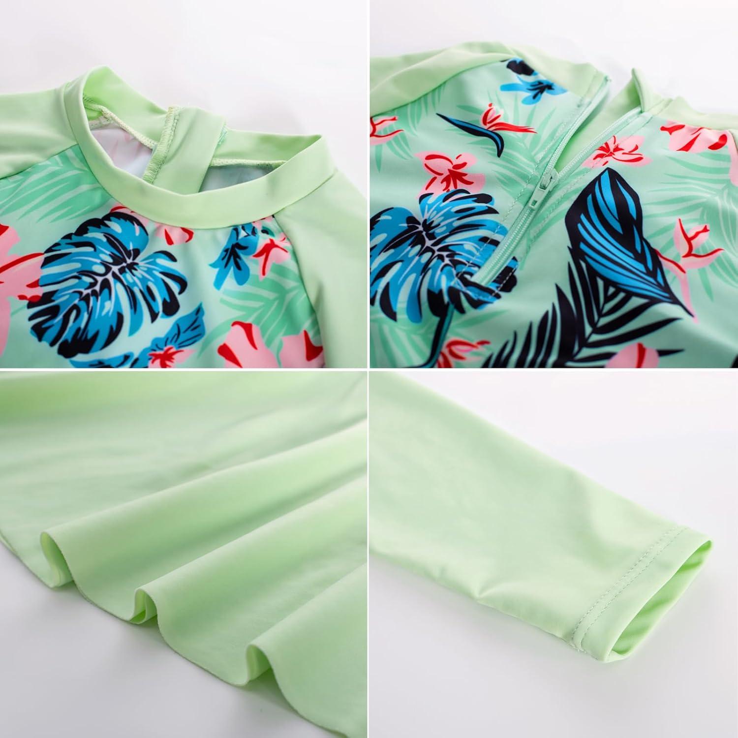 imageGRACE KARIN Girls Long Sleeve Swimsuit Mermaid Bathing Suit Rash Guard Swimwear 4 Piece Size 512Greenfloral