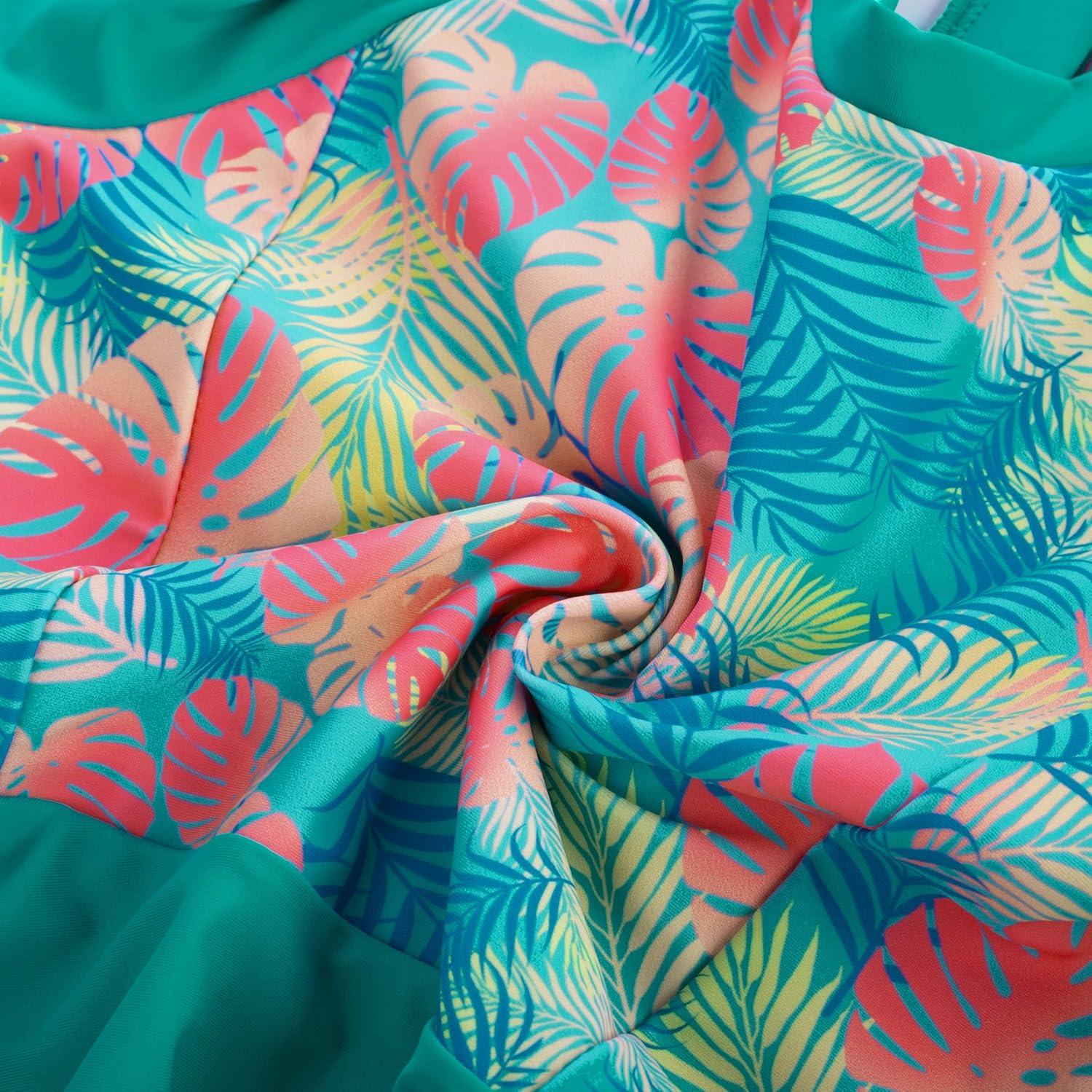 imageGRACE KARIN Girls Long Sleeve Swimsuit Mermaid Bathing Suit Rash Guard Swimwear 4 Piece Size 512Greenleaves