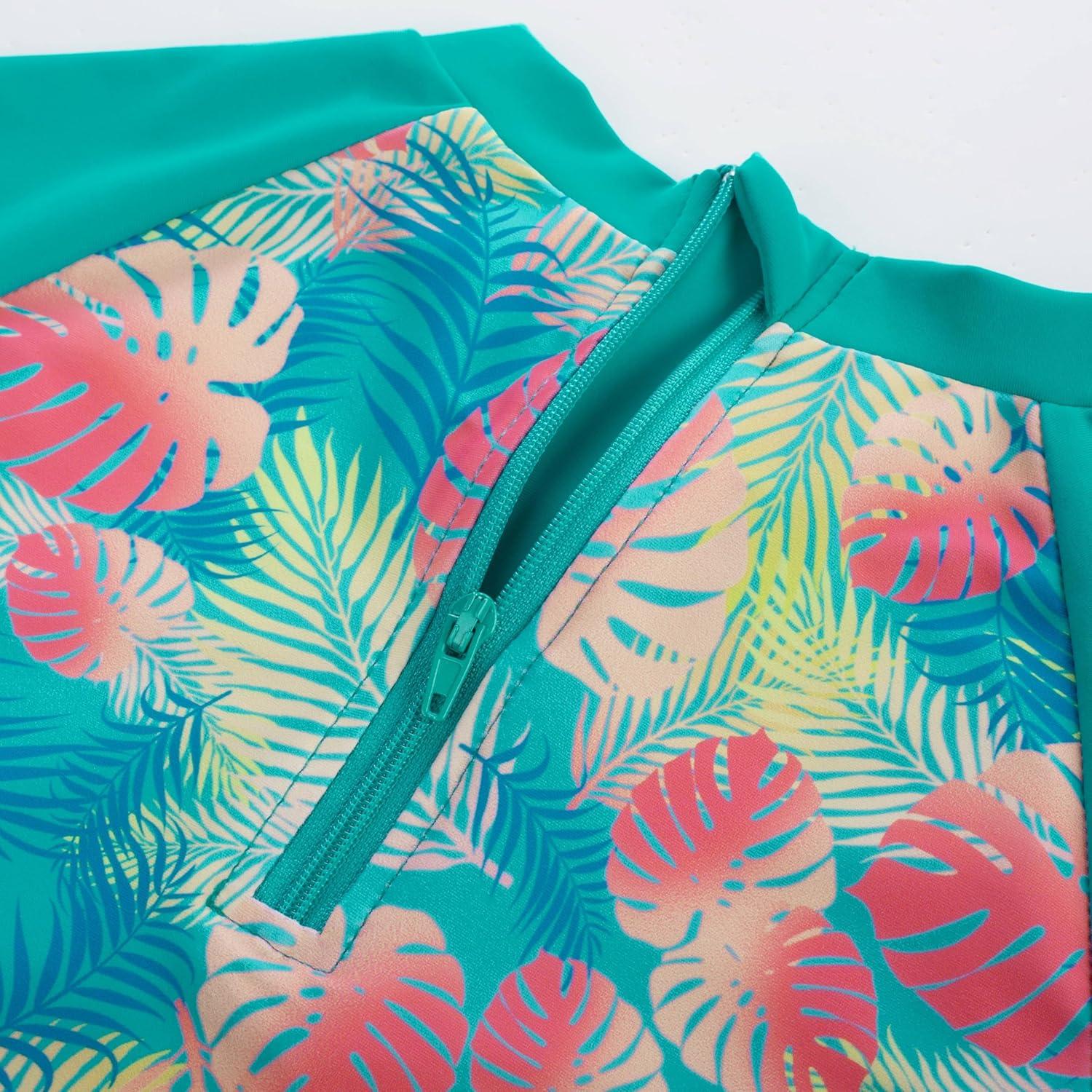 imageGRACE KARIN Girls Long Sleeve Swimsuit Mermaid Bathing Suit Rash Guard Swimwear 4 Piece Size 512Greenleaves