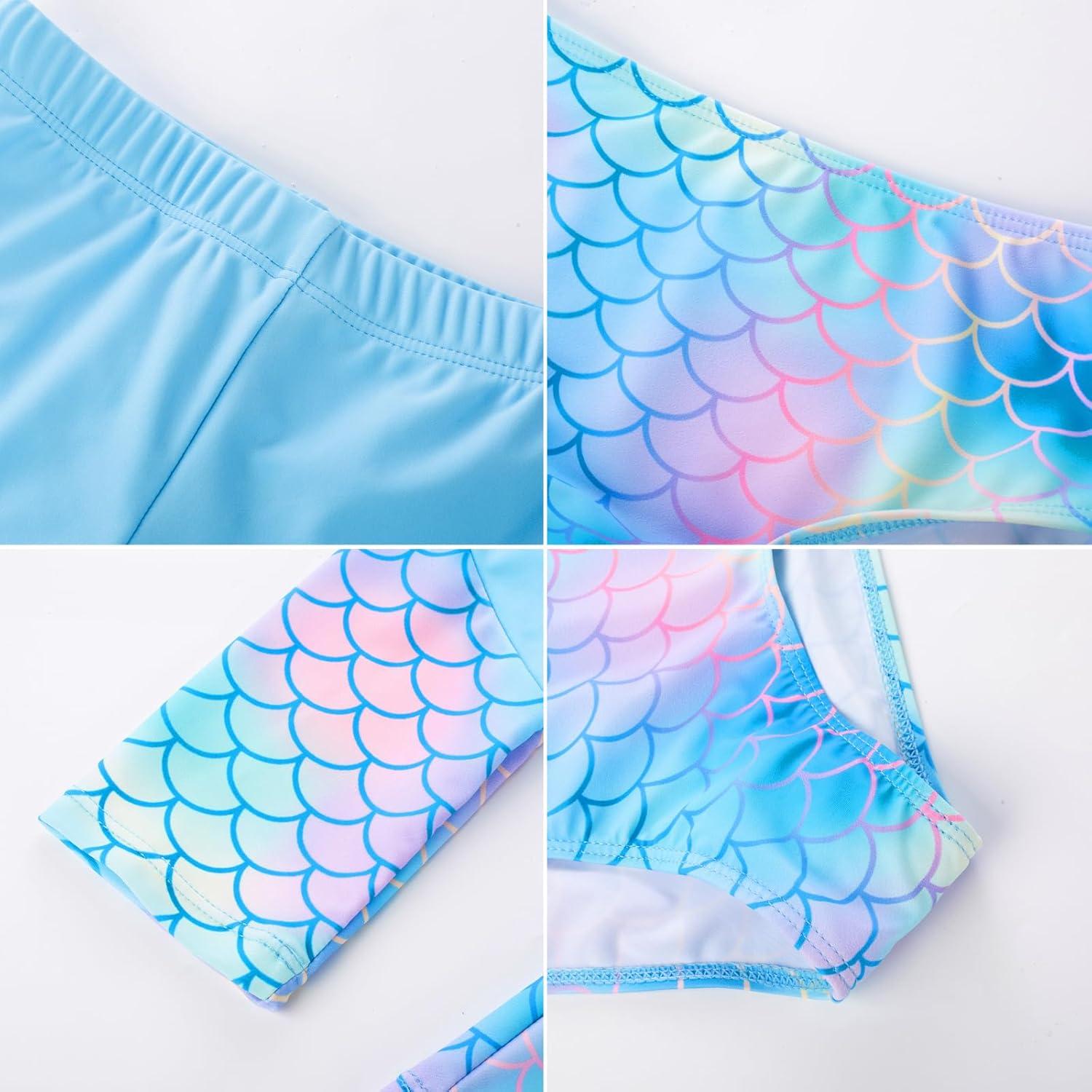 imageGRACE KARIN Girls Long Sleeve Swimsuit Mermaid Bathing Suit Rash Guard Swimwear 4 Piece Size 512Greenmermaid