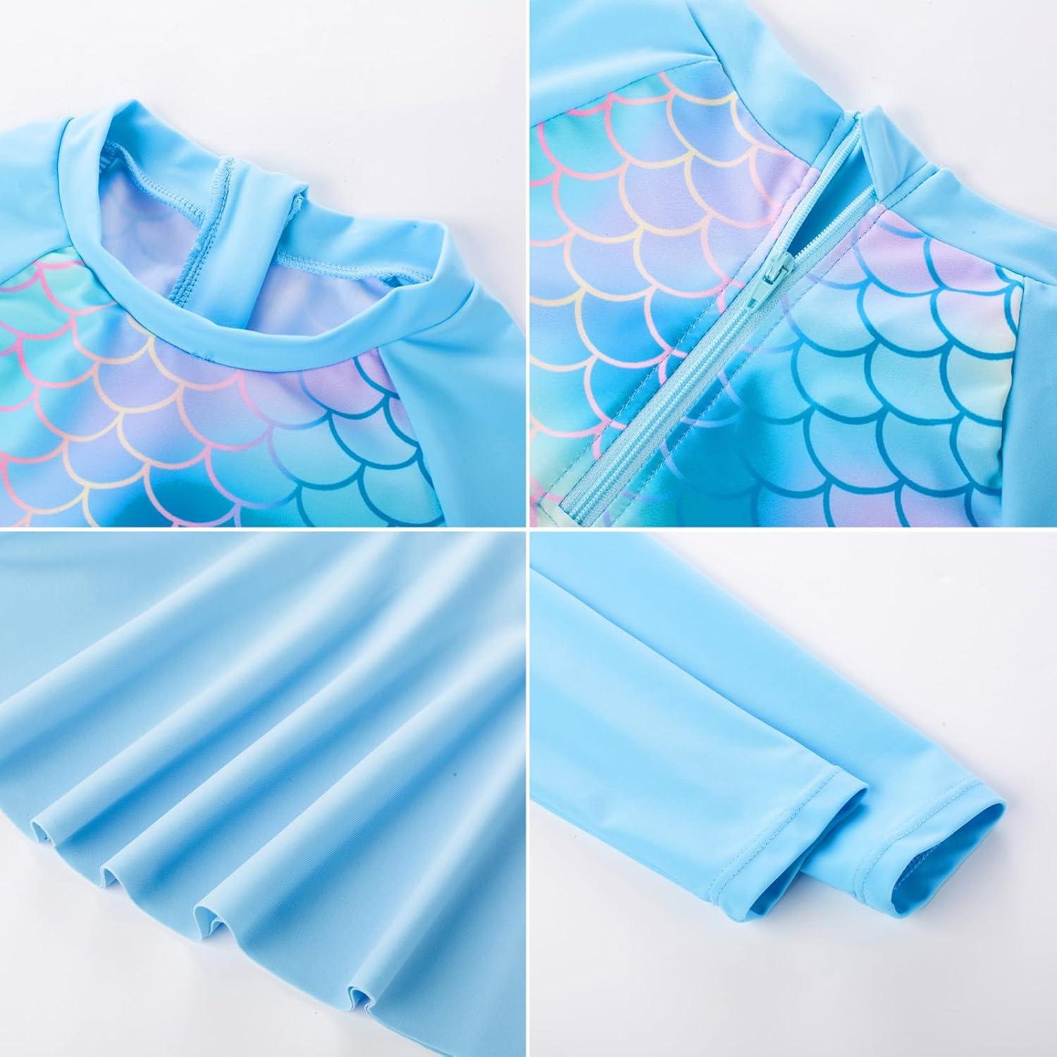 imageGRACE KARIN Girls Long Sleeve Swimsuit Mermaid Bathing Suit Rash Guard Swimwear 4 Piece Size 512Greenmermaid