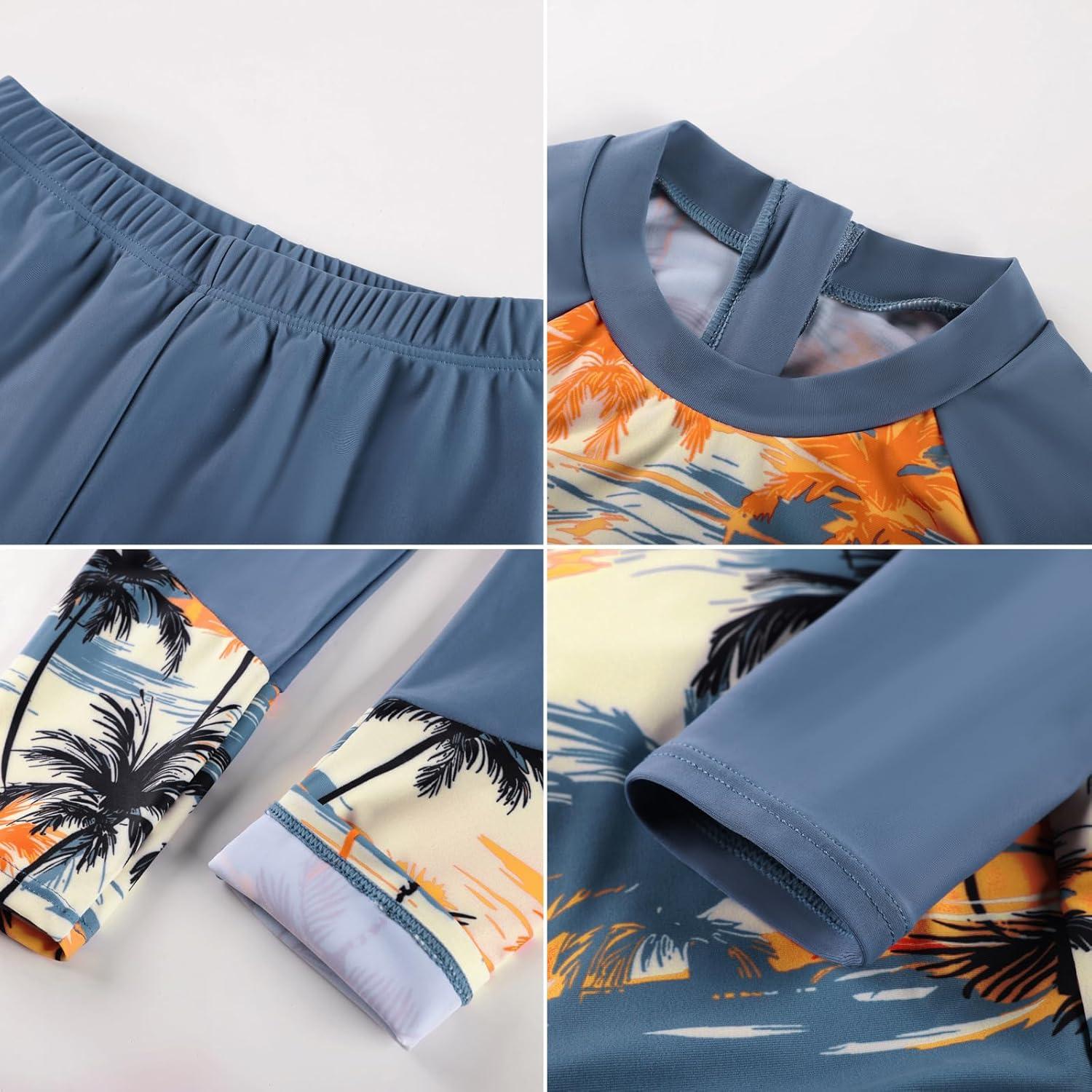 imageGRACE KARIN Girls Long Sleeve Swimsuit Mermaid Bathing Suit Rash Guard Swimwear 4 Piece Size 512Orangecoconut Tree