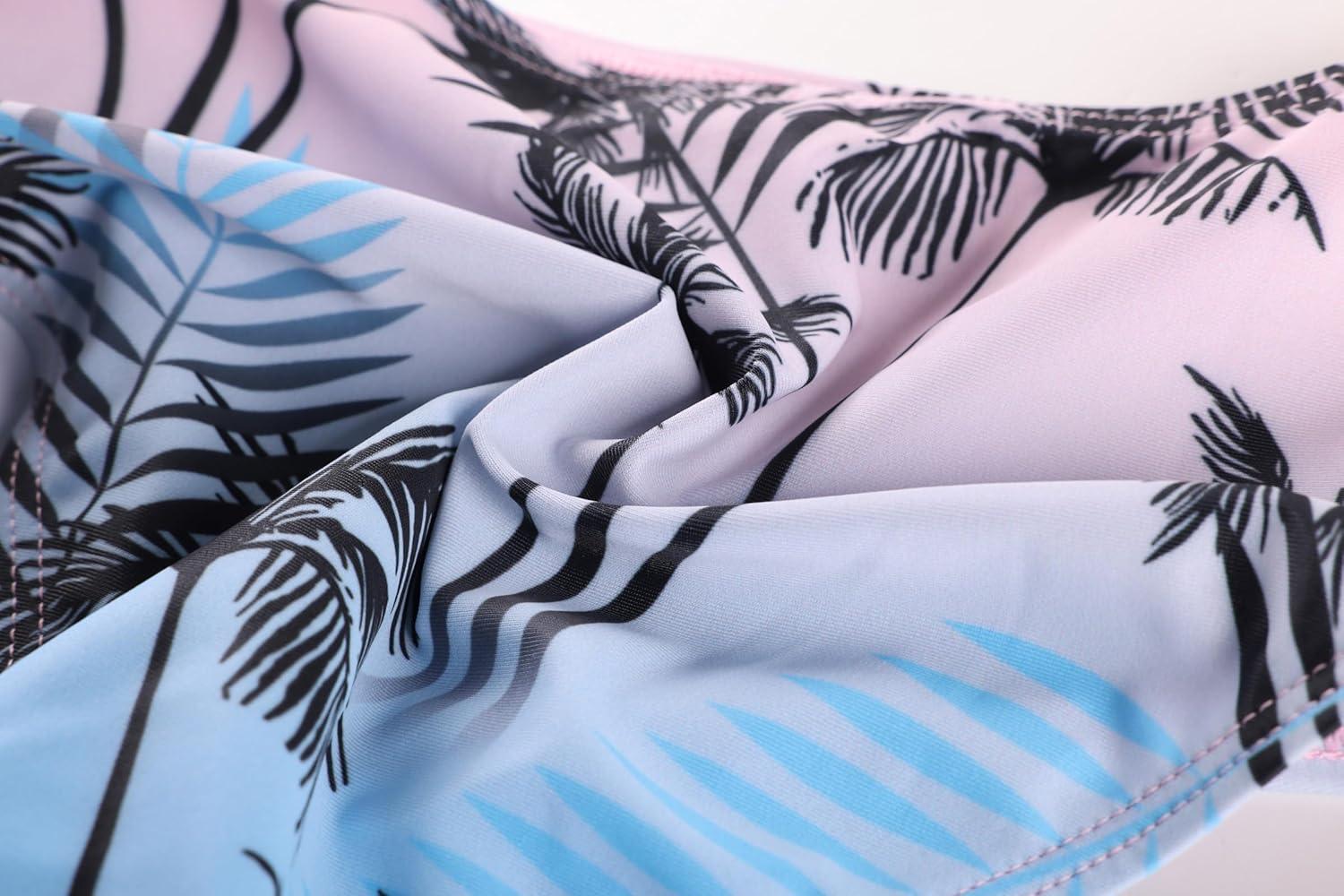 imageGRACE KARIN Girls Long Sleeve Swimsuit Mermaid Bathing Suit Rash Guard Swimwear 4 Piece Size 512Powder Blue Leaves