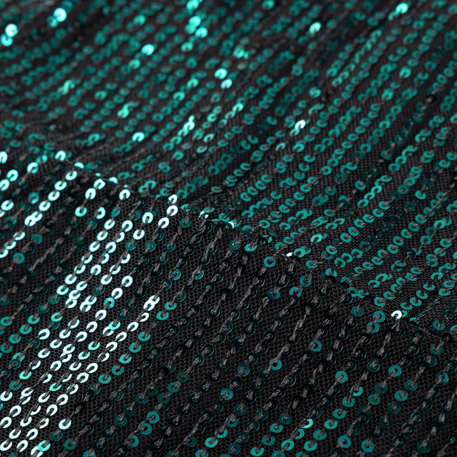imageGRACE KARIN Girls Sequin Dress Formal Pageant Sparkle Party Ruffle Prom Maxi Dress Size 514YBlack Green