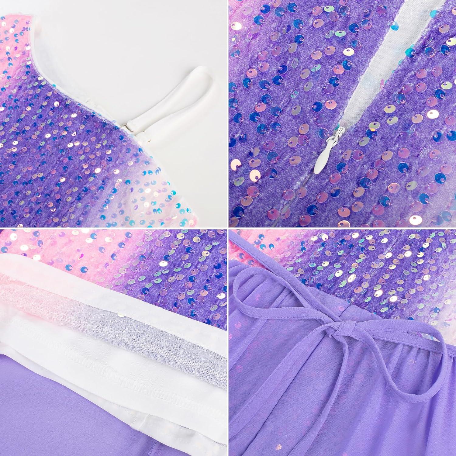 imageGRACE KARIN Girls Sequin Dress One Sleeve Formal Pageant Prom Party Special Occasion Dresses Size 514Pink Gold New