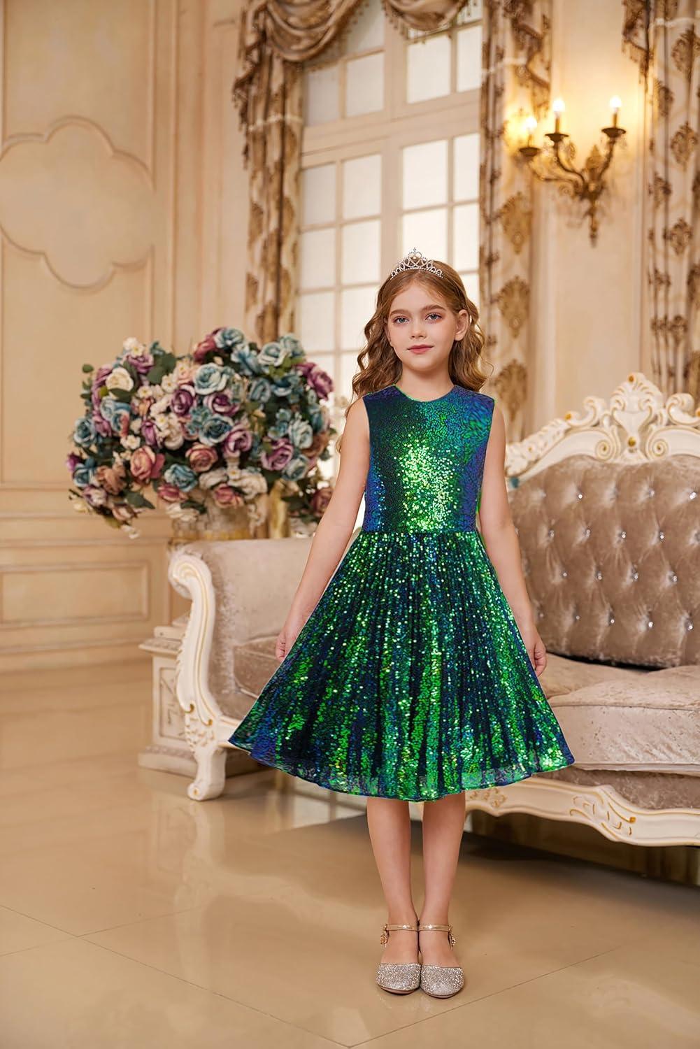 imageGRACE KARIN Girls Sequin Dress Sleeveless Prom Party Formal Graduations Fancy Tween Girls Dresses Size 512Blackgreen