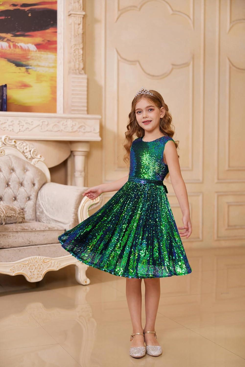 imageGRACE KARIN Girls Sequin Dress Sleeveless Prom Party Formal Graduations Fancy Tween Girls Dresses Size 512Blackgreen
