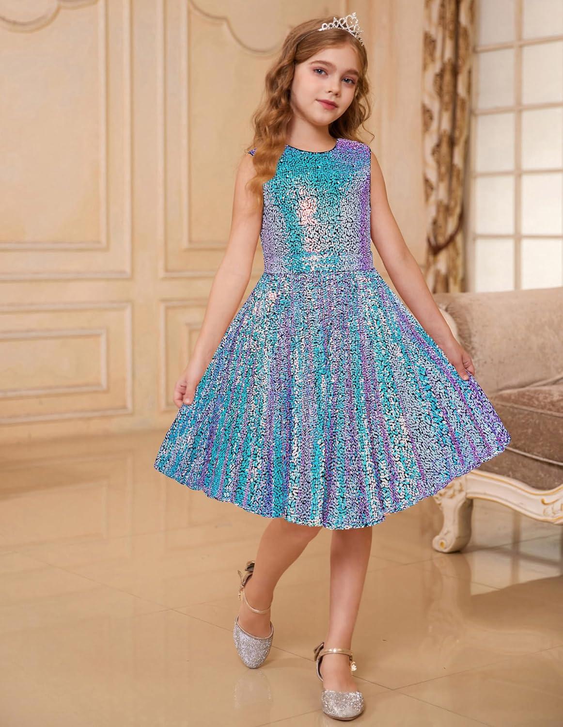 imageGRACE KARIN Girls Sequin Dress Sleeveless Prom Party Formal Graduations Fancy Tween Girls Dresses Size 512Colorfulblue