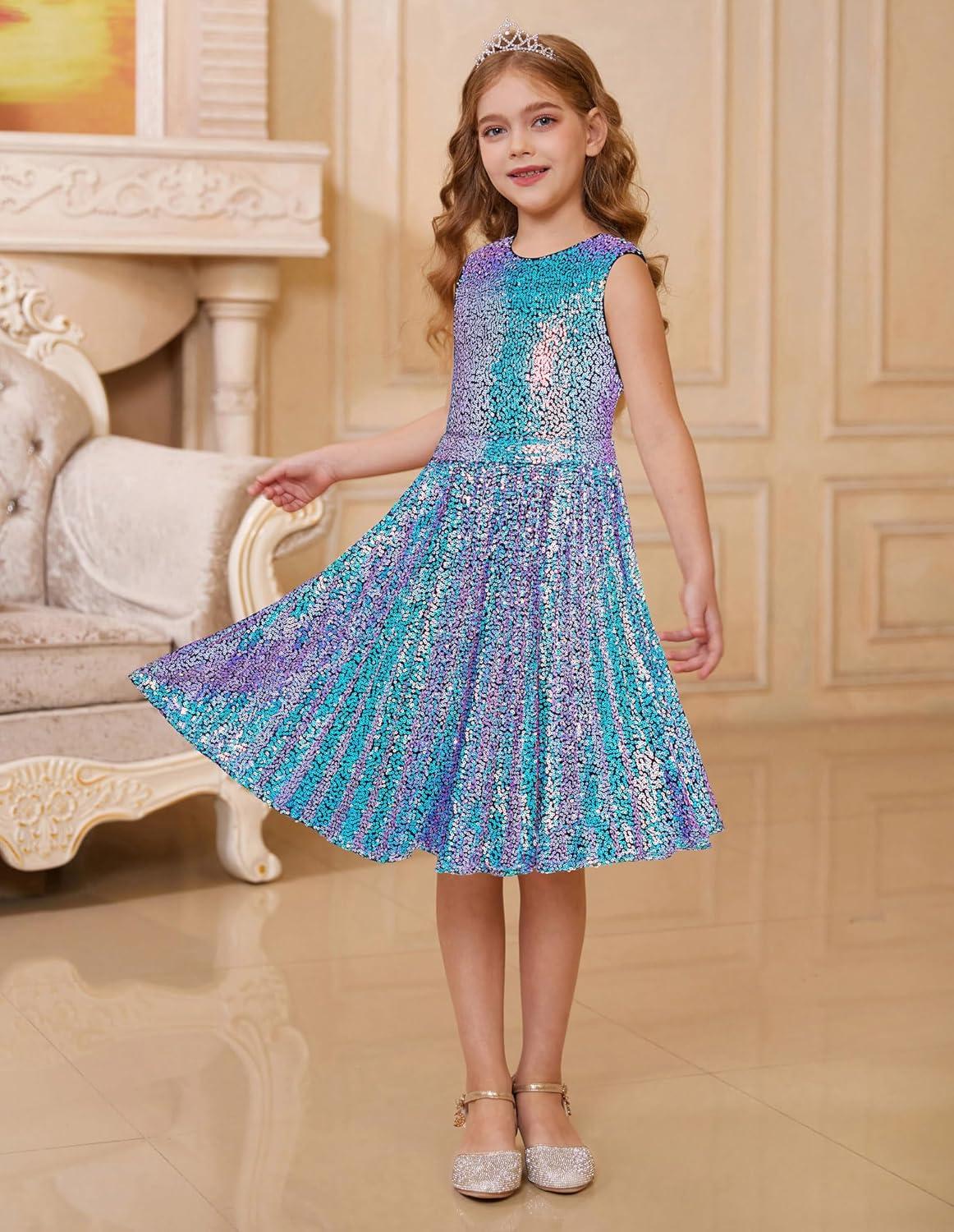 imageGRACE KARIN Girls Sequin Dress Sleeveless Prom Party Formal Graduations Fancy Tween Girls Dresses Size 512Colorfulblue