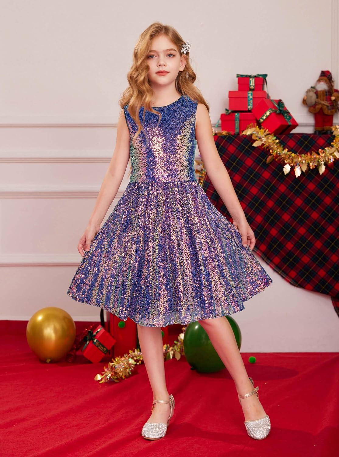 imageGRACE KARIN Girls Sequin Dress Sleeveless Prom Party Formal Graduations Fancy Tween Girls Dresses Size 512Colorfulpurple