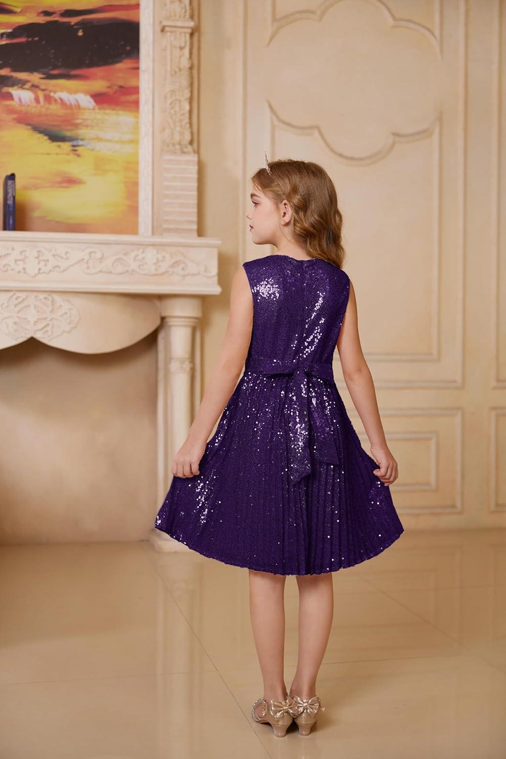 imageGRACE KARIN Girls Sequin Dress Sleeveless Prom Party Formal Graduations Fancy Tween Girls Dresses Size 512Deep Purple
