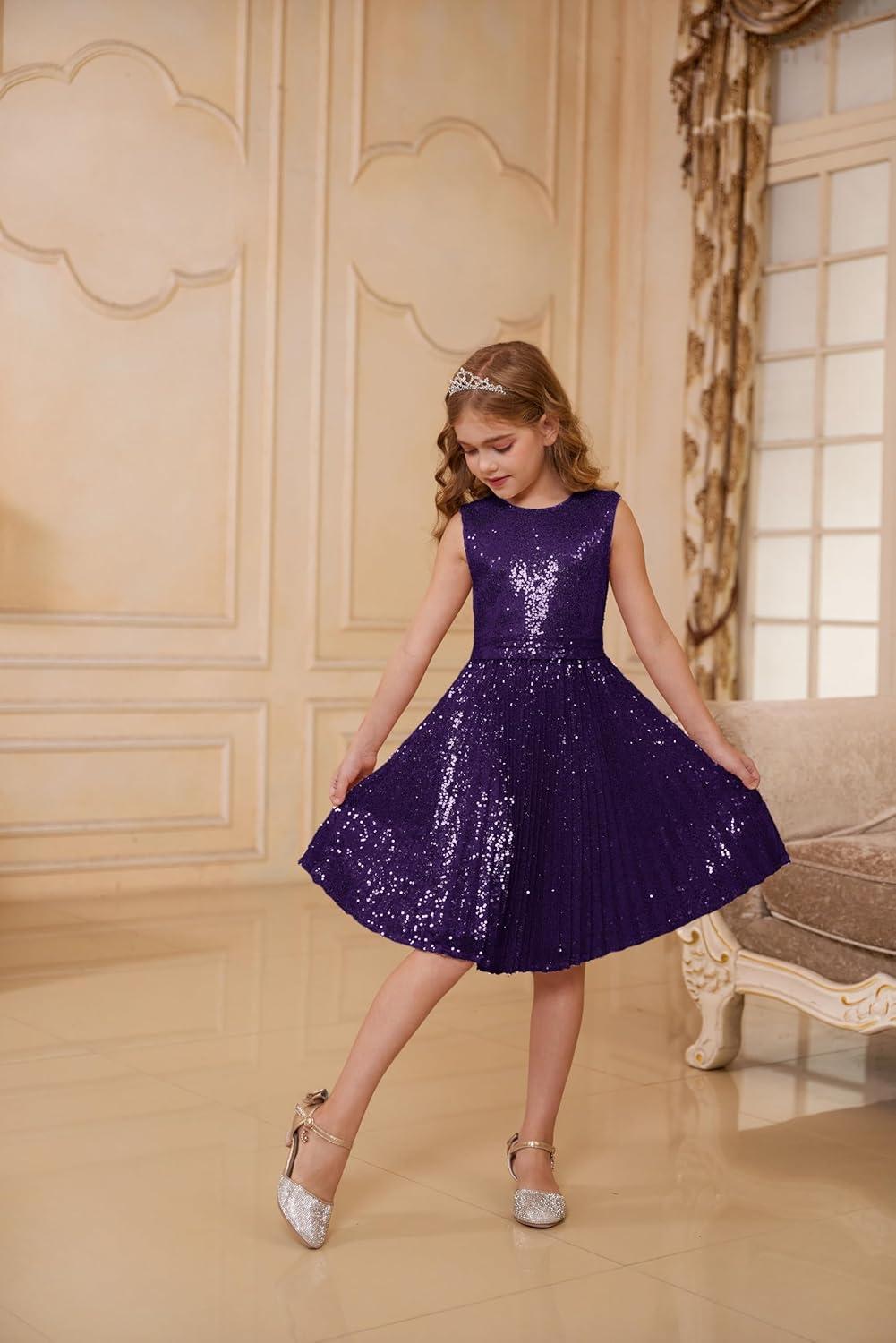 imageGRACE KARIN Girls Sequin Dress Sleeveless Prom Party Formal Graduations Fancy Tween Girls Dresses Size 512Deep Purple