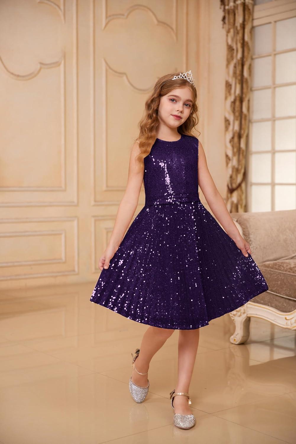 imageGRACE KARIN Girls Sequin Dress Sleeveless Prom Party Formal Graduations Fancy Tween Girls Dresses Size 512Deep Purple