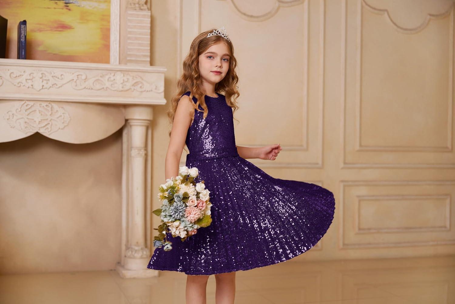 imageGRACE KARIN Girls Sequin Dress Sleeveless Prom Party Formal Graduations Fancy Tween Girls Dresses Size 512Deep Purple