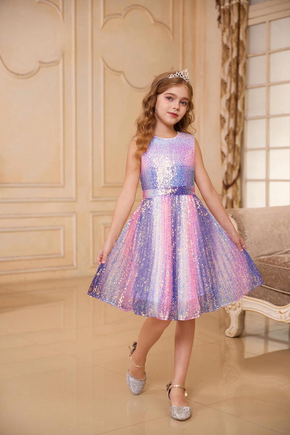 imageGRACE KARIN Girls Sequin Dress Sleeveless Prom Party Formal Graduations Fancy Tween Girls Dresses Size 512Gradientpurple
