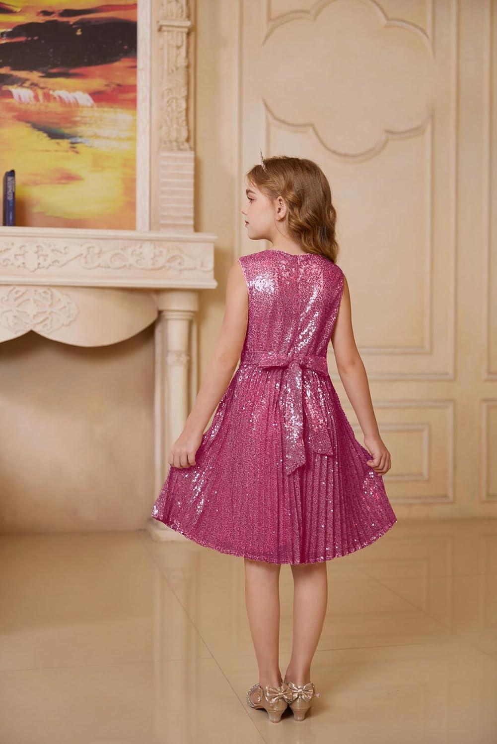 imageGRACE KARIN Girls Sequin Dress Sleeveless Prom Party Formal Graduations Fancy Tween Girls Dresses Size 512Hot Pink