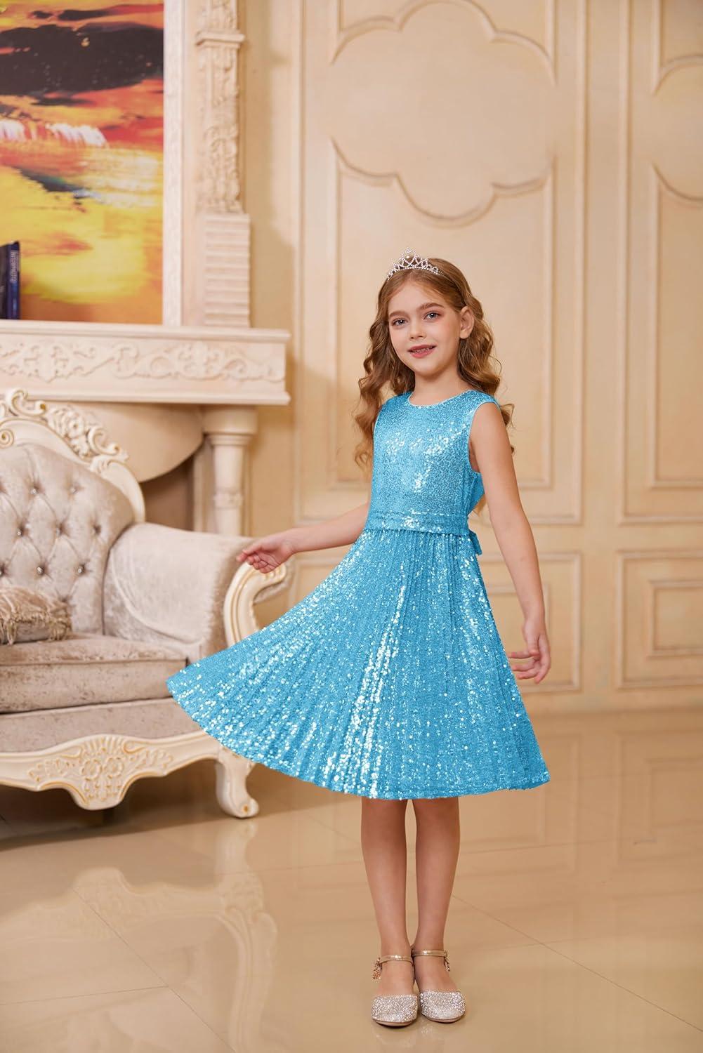 imageGRACE KARIN Girls Sequin Dress Sleeveless Prom Party Formal Graduations Fancy Tween Girls Dresses Size 512Light Blue