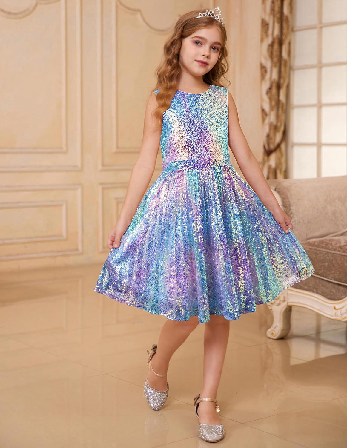 imageGRACE KARIN Girls Sequin Dress Sleeveless Prom Party Formal Graduations Fancy Tween Girls Dresses Size 512Magic White