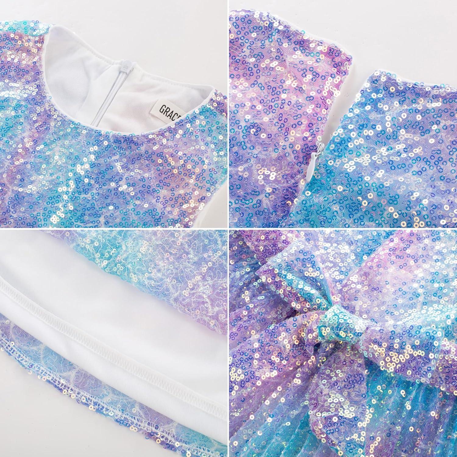 imageGRACE KARIN Girls Sequin Dress Sleeveless Prom Party Formal Graduations Fancy Tween Girls Dresses Size 512Magic White