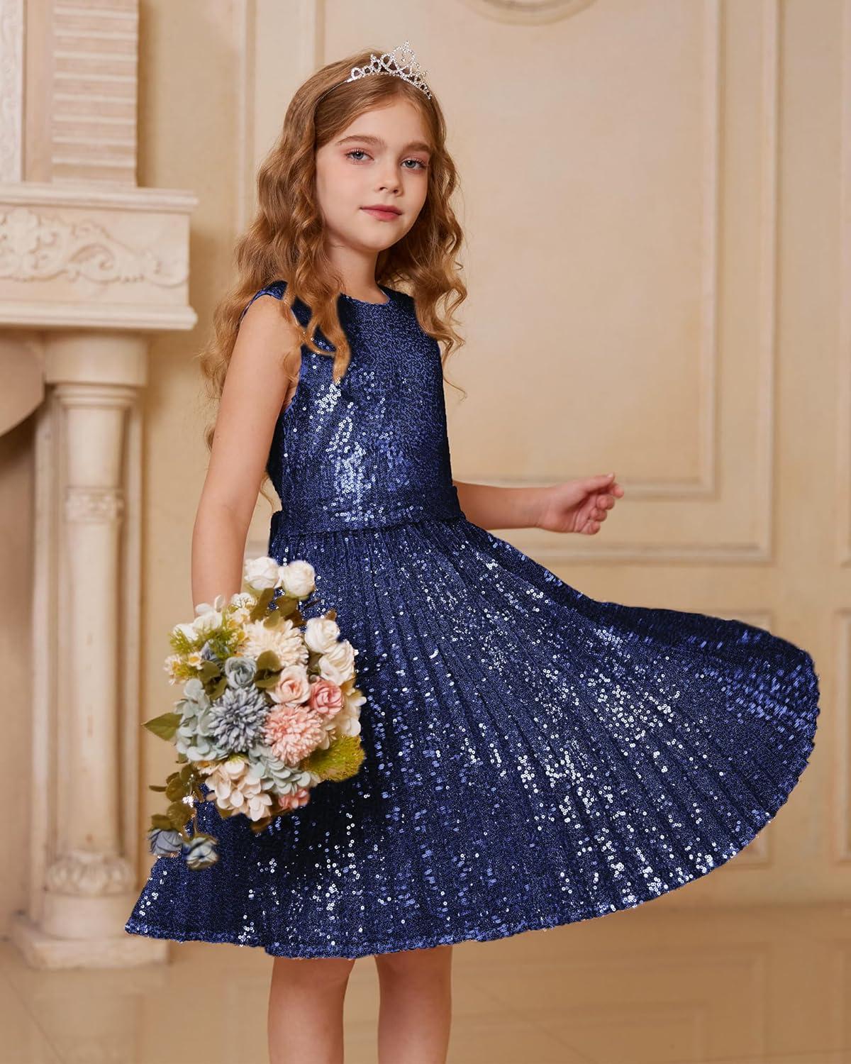 imageGRACE KARIN Girls Sequin Dress Sleeveless Prom Party Formal Graduations Fancy Tween Girls Dresses Size 512Navy Blue
