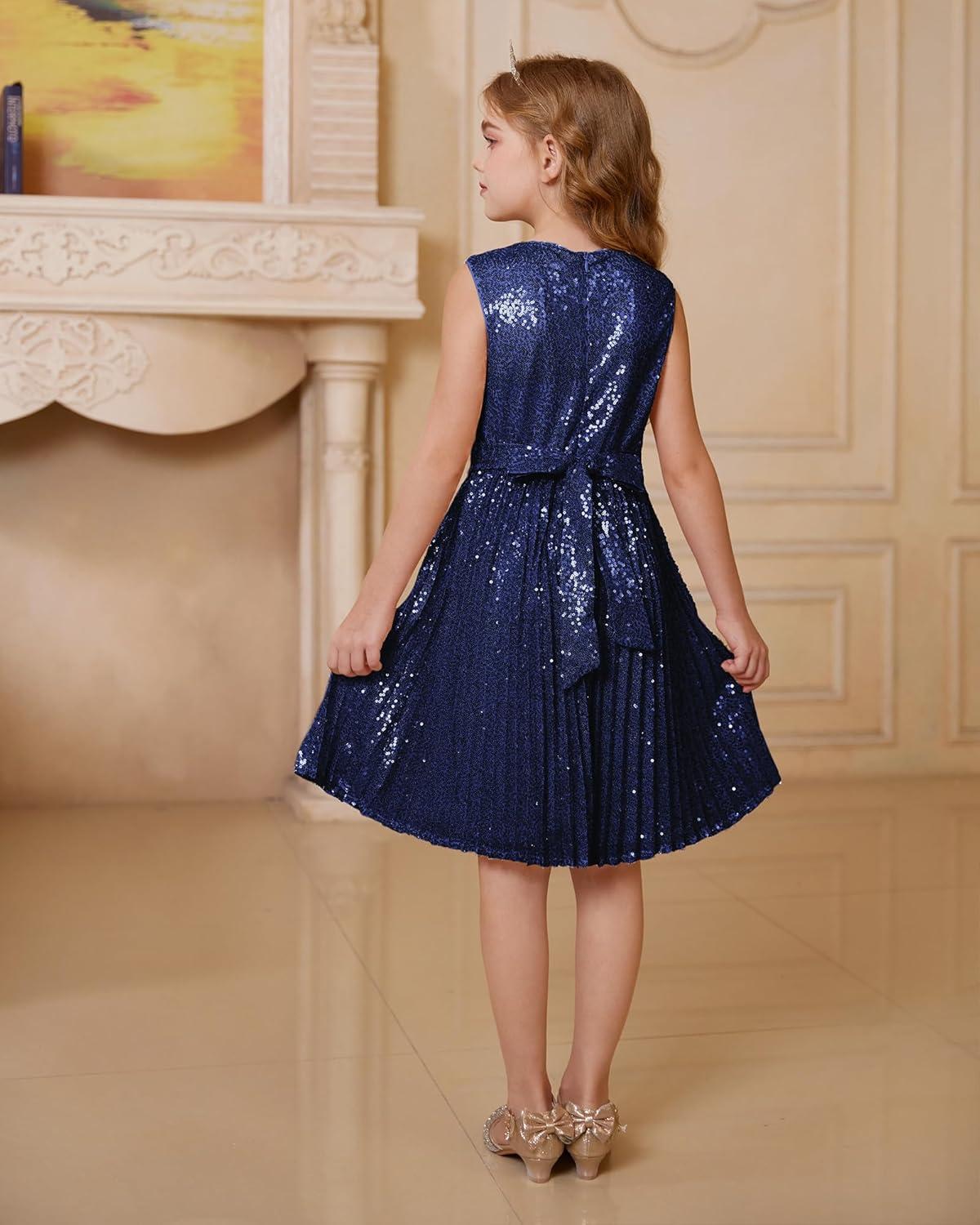 imageGRACE KARIN Girls Sequin Dress Sleeveless Prom Party Formal Graduations Fancy Tween Girls Dresses Size 512Navy Blue