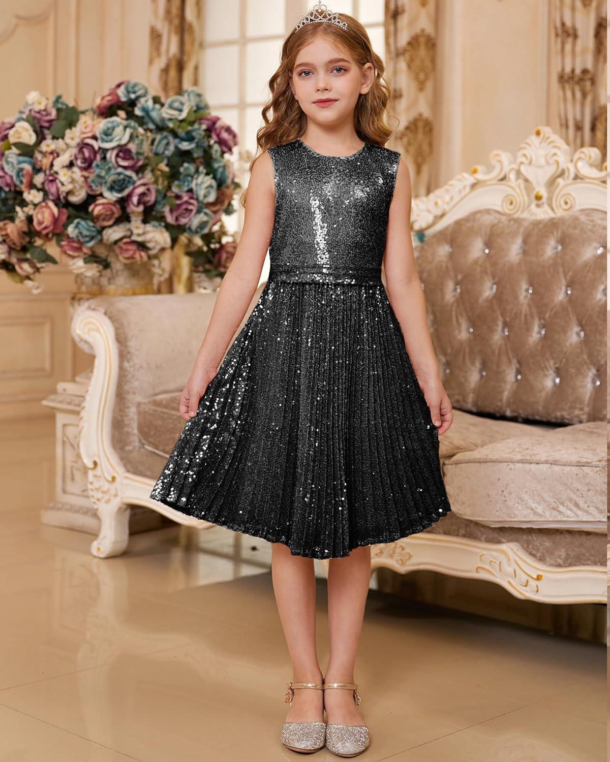 imageGRACE KARIN Girls Sequin Dress Sleeveless Prom Party Formal Graduations Fancy Tween Girls Dresses Size 512Normal Black