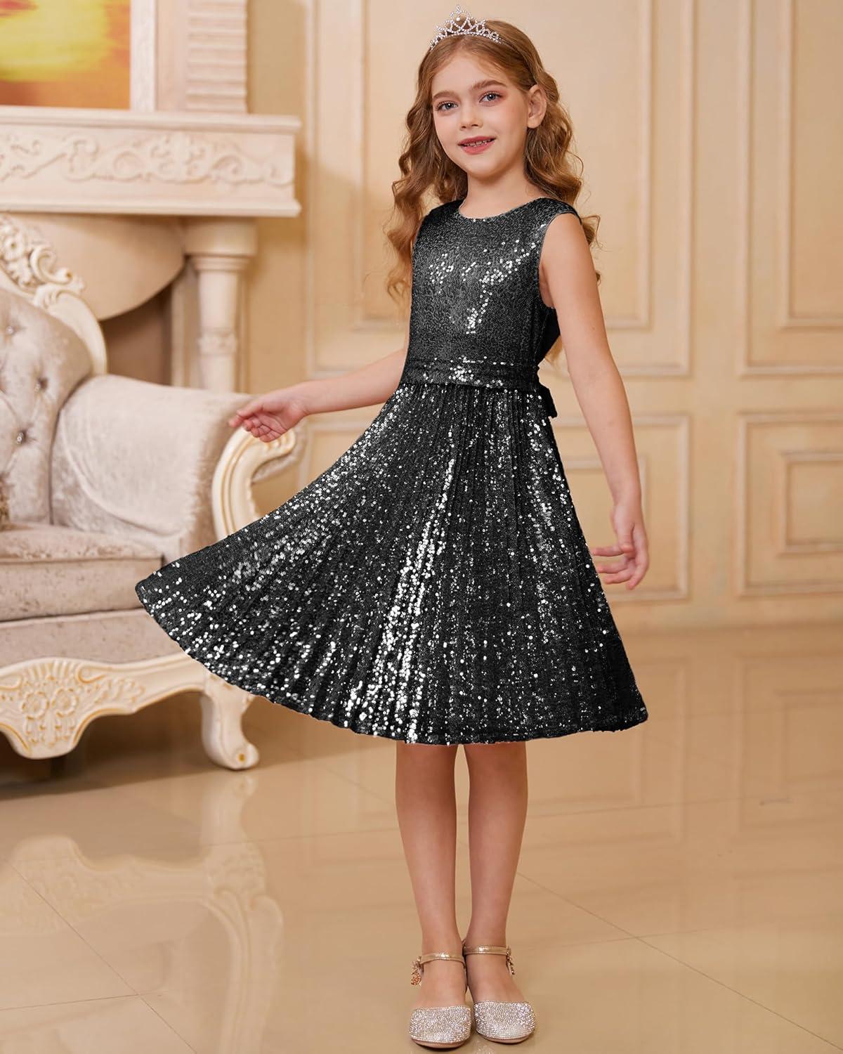 imageGRACE KARIN Girls Sequin Dress Sleeveless Prom Party Formal Graduations Fancy Tween Girls Dresses Size 512Normal Black