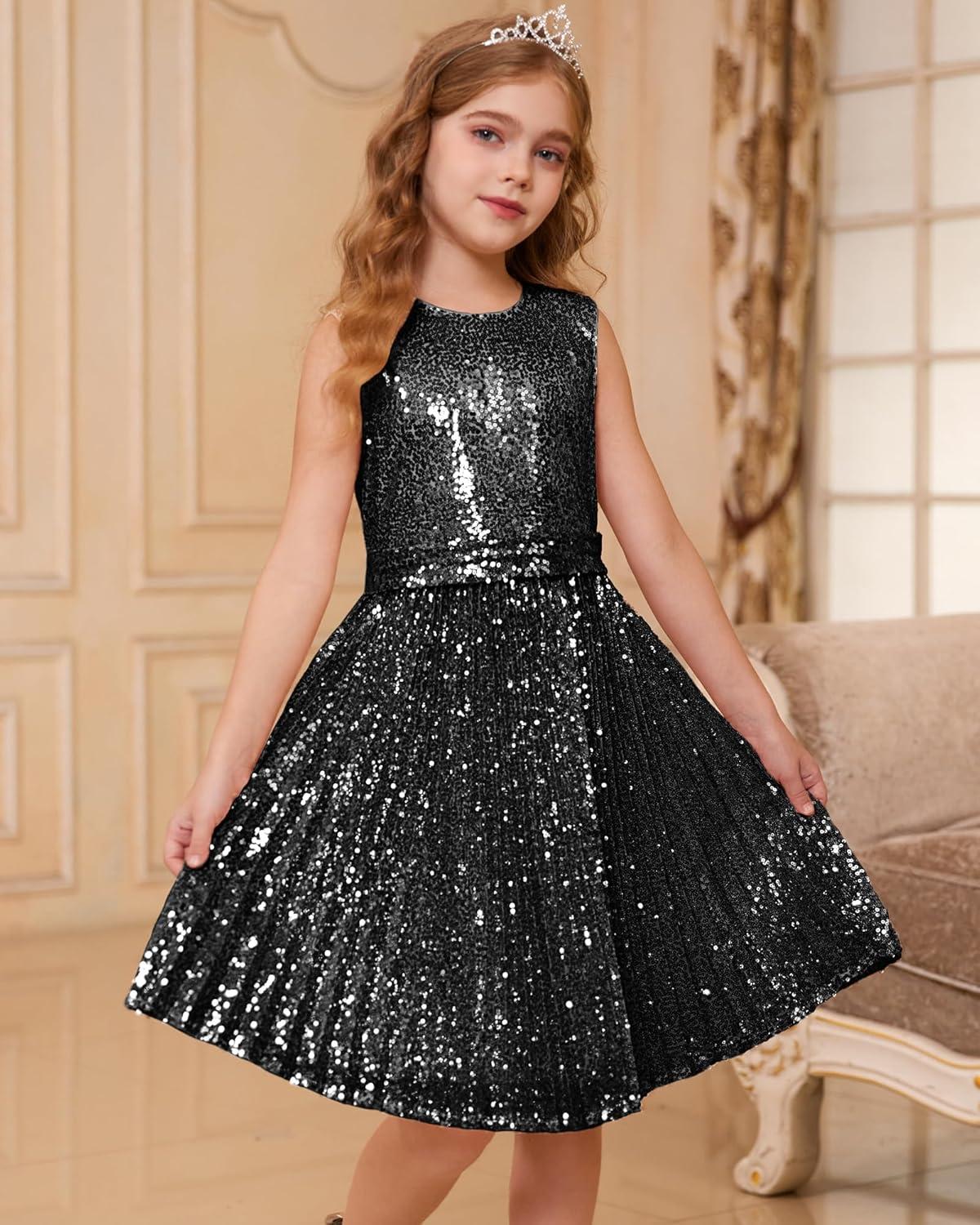 imageGRACE KARIN Girls Sequin Dress Sleeveless Prom Party Formal Graduations Fancy Tween Girls Dresses Size 512Normal Black
