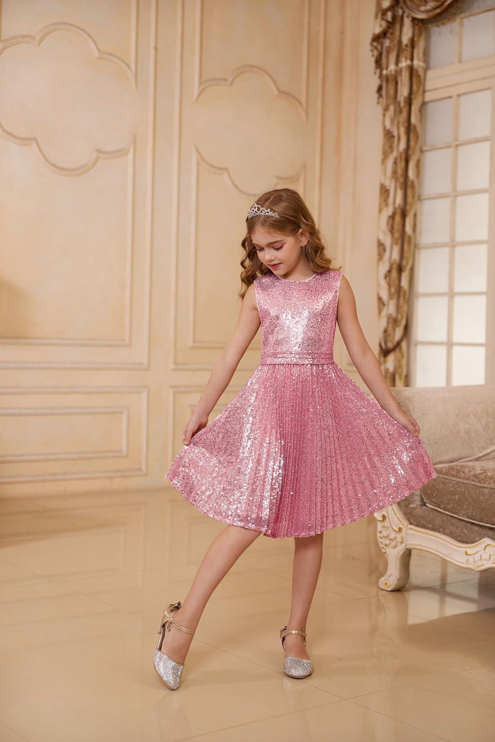 imageGRACE KARIN Girls Sequin Dress Sleeveless Prom Party Formal Graduations Fancy Tween Girls Dresses Size 512Pink