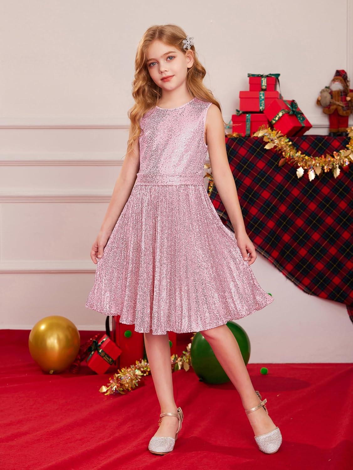 imageGRACE KARIN Girls Sequin Dress Sleeveless Prom Party Formal Graduations Fancy Tween Girls Dresses Size 512Pink