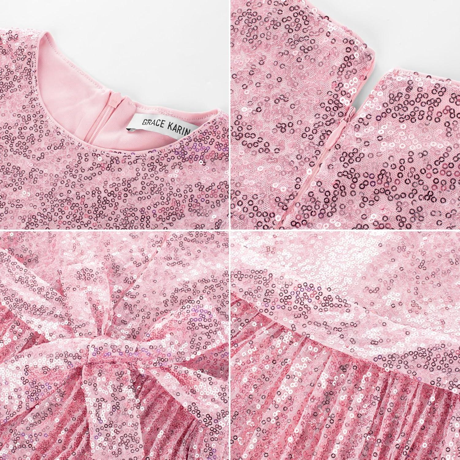 imageGRACE KARIN Girls Sequin Dress Sleeveless Prom Party Formal Graduations Fancy Tween Girls Dresses Size 512Pink