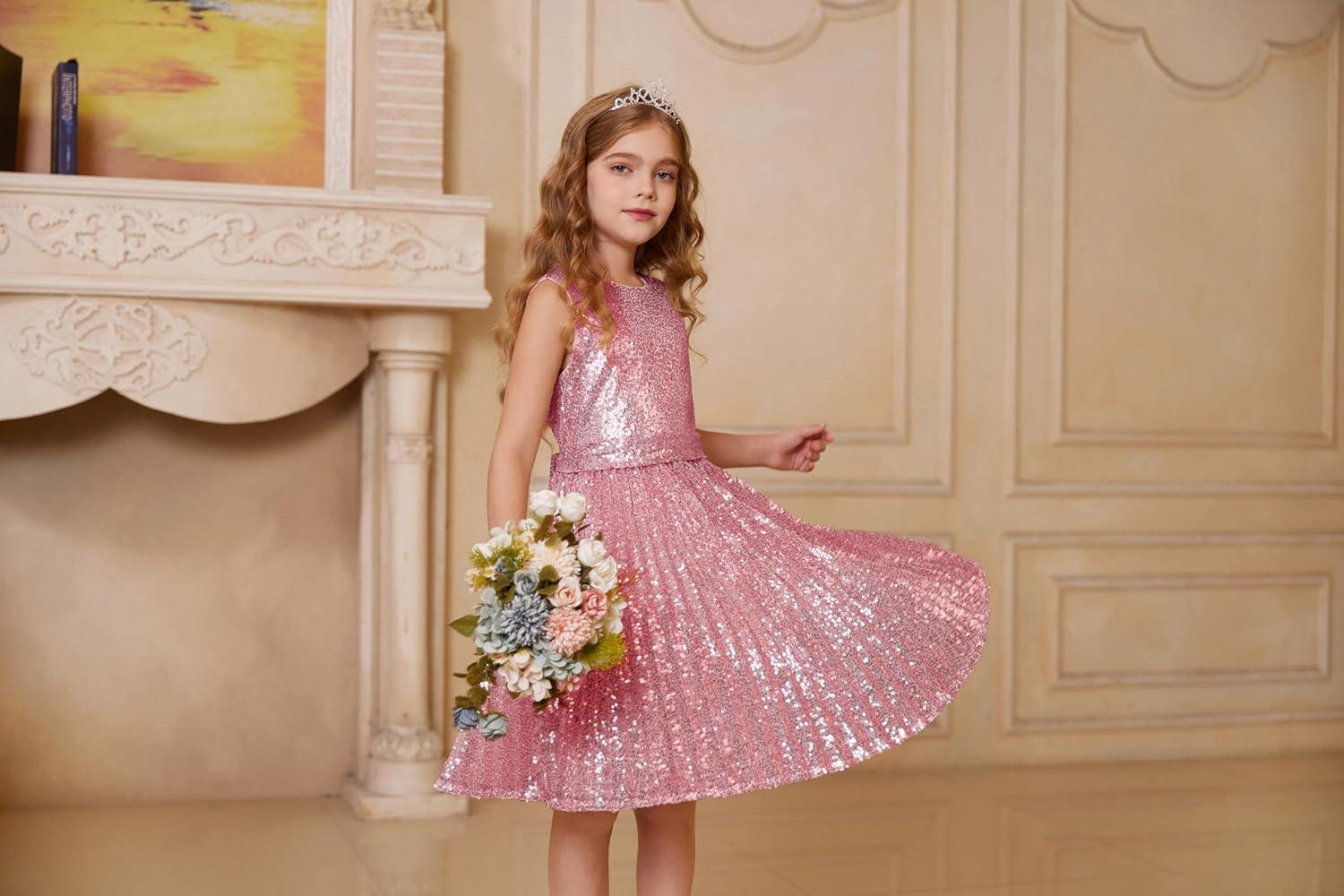 imageGRACE KARIN Girls Sequin Dress Sleeveless Prom Party Formal Graduations Fancy Tween Girls Dresses Size 512Pink