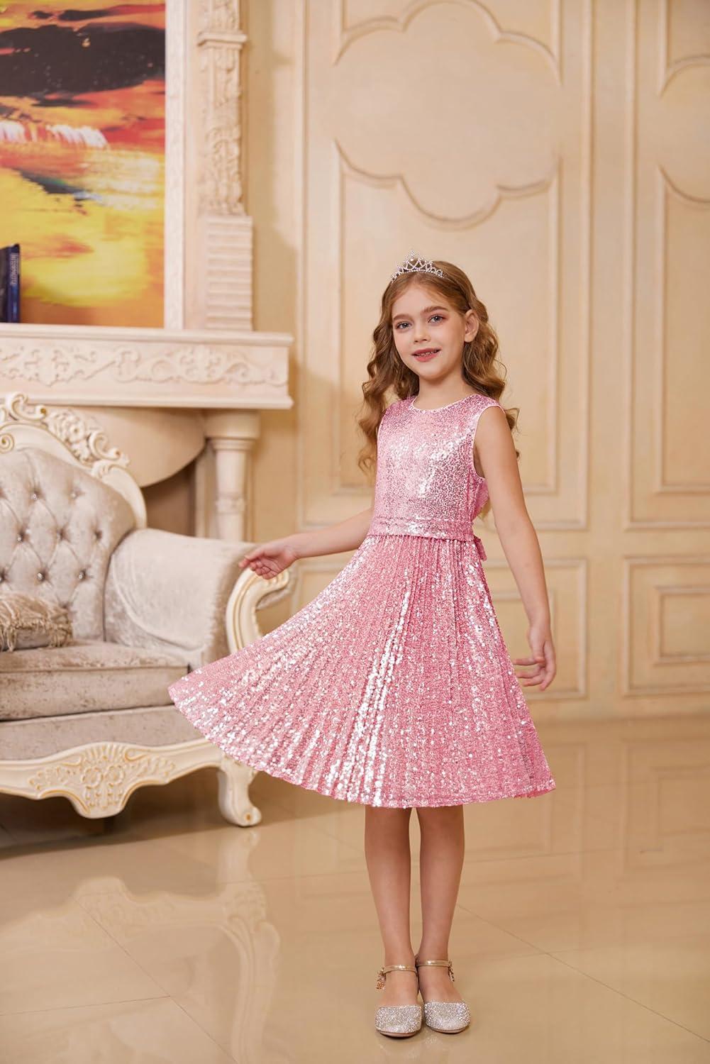 imageGRACE KARIN Girls Sequin Dress Sleeveless Prom Party Formal Graduations Fancy Tween Girls Dresses Size 512Pink