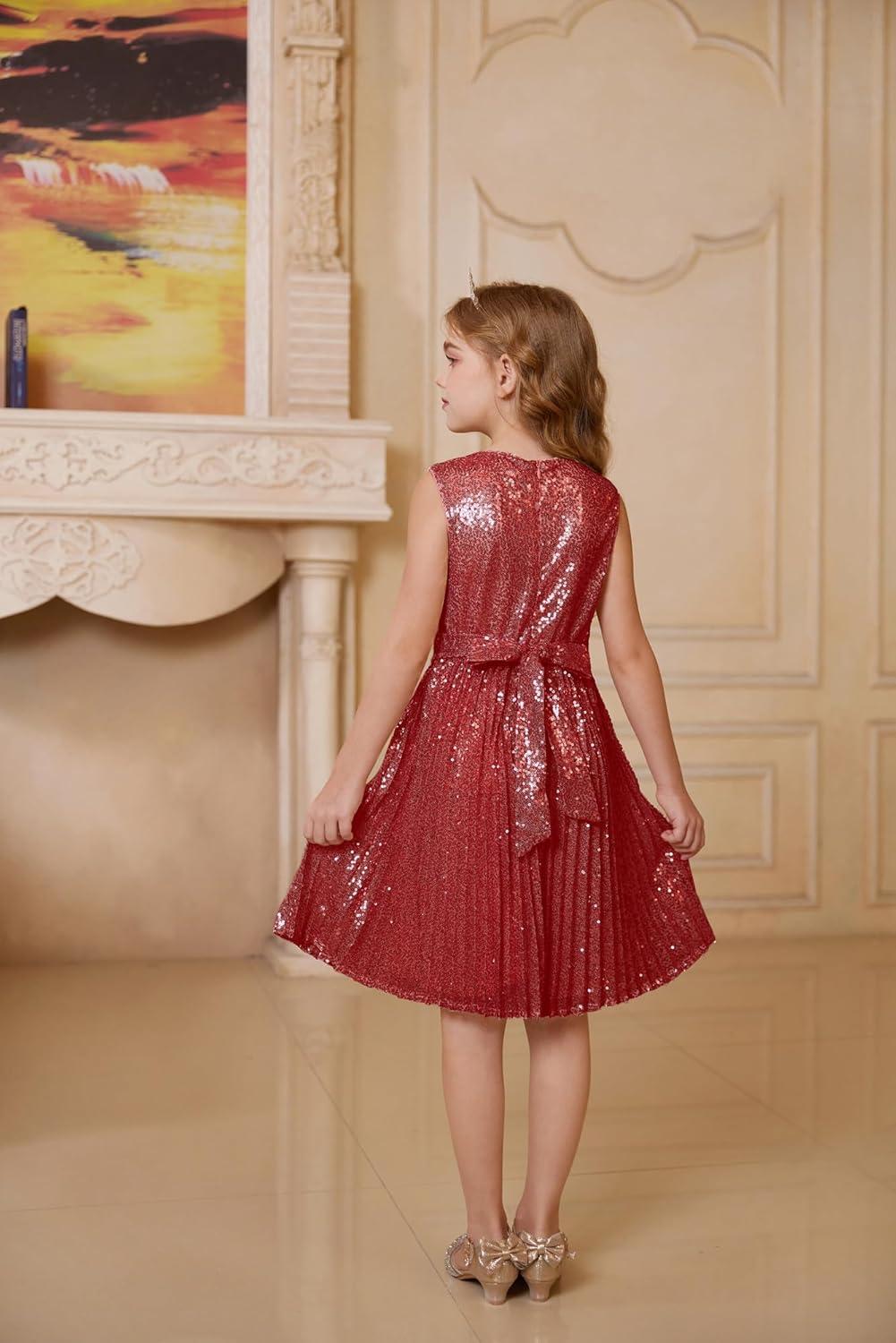imageGRACE KARIN Girls Sequin Dress Sleeveless Prom Party Formal Graduations Fancy Tween Girls Dresses Size 512Red