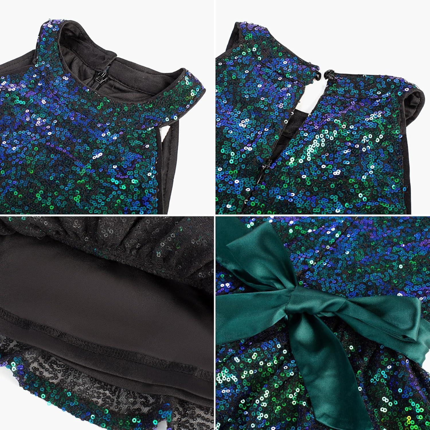 imageGRACE KARIN Girls Sequin Party Dress Kids Sparkly Formal Birthday Teen Special Occasion Fancy Pageant Dresses Size 614Colorful Green