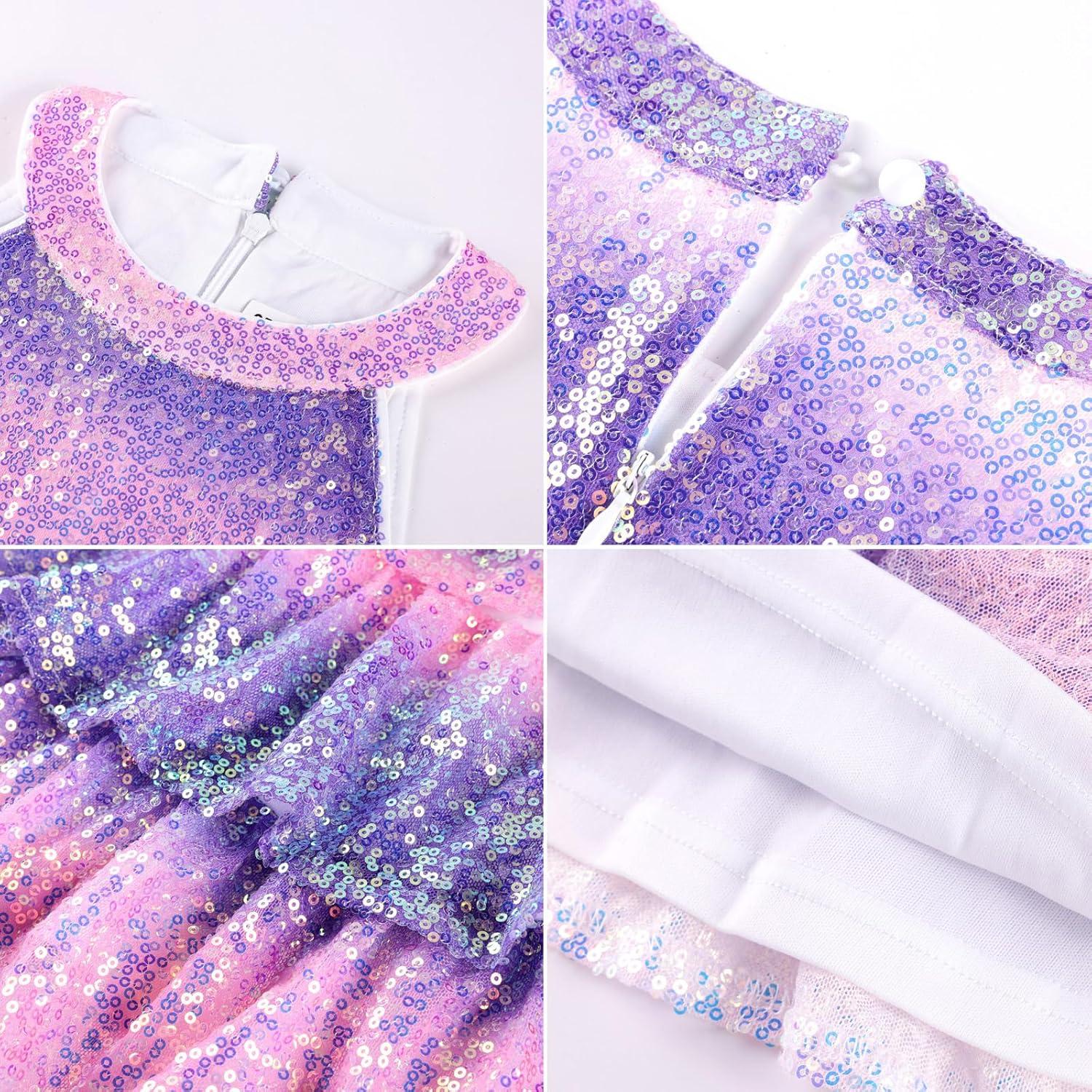 imageGRACE KARIN Girls Sequin Party Dress Kids Sparkly Formal Birthday Teen Special Occasion Fancy Pageant Dresses Size 614Magic Purple