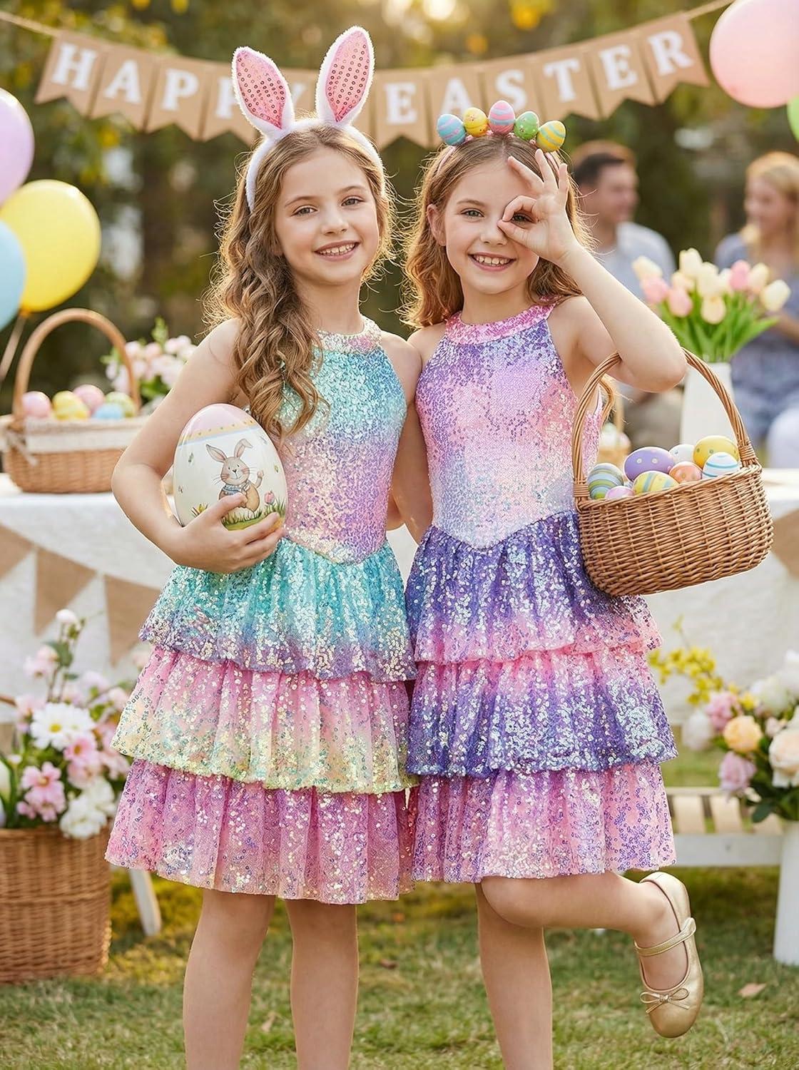 imageGRACE KARIN Girls Sequin Party Dress Kids Sparkly Formal Birthday Teen Special Occasion Fancy Pageant Dresses Size 614Magic Purple