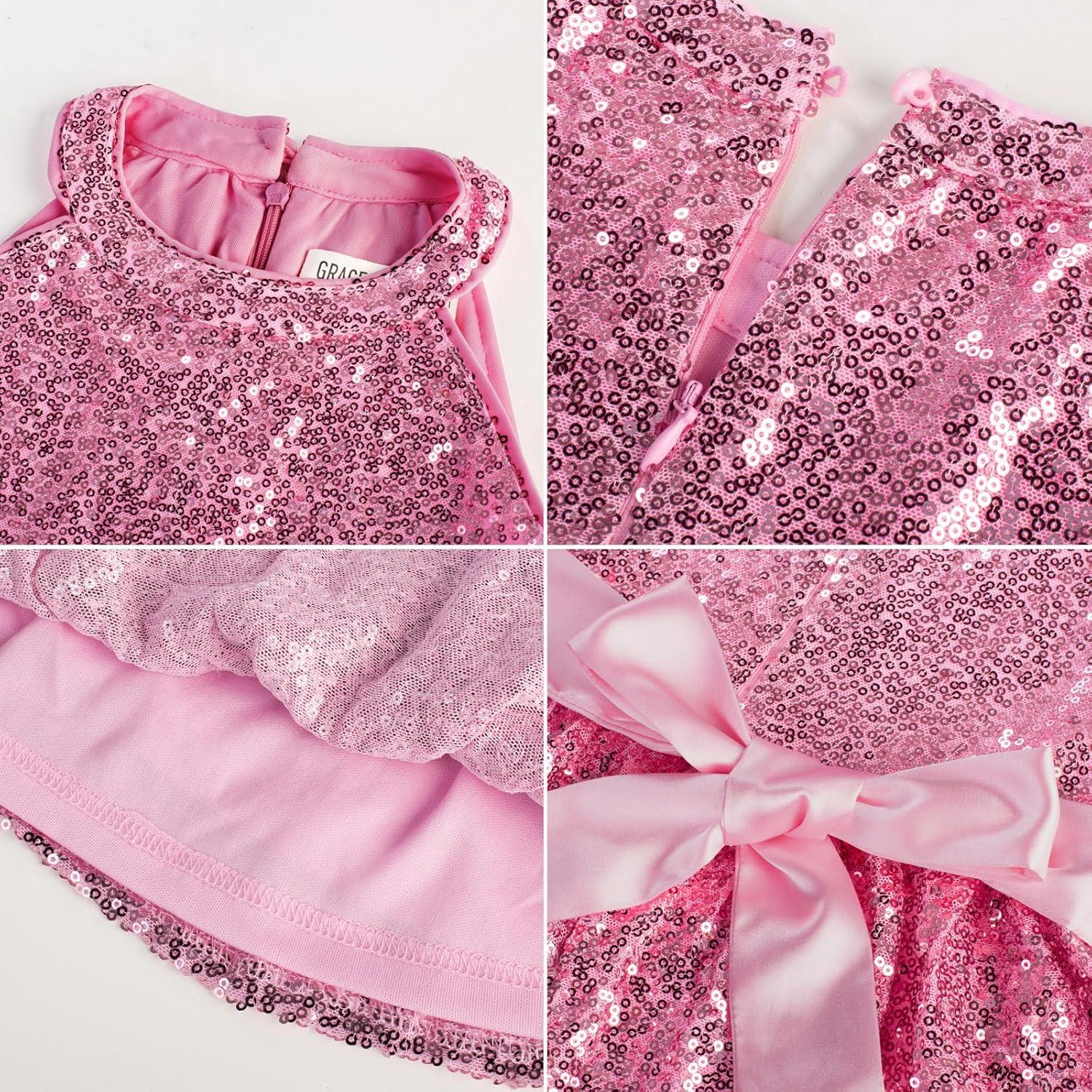 imageGRACE KARIN Girls Sequin Party Dress Kids Sparkly Formal Birthday Teen Special Occasion Fancy Pageant Dresses Size 614Pink
