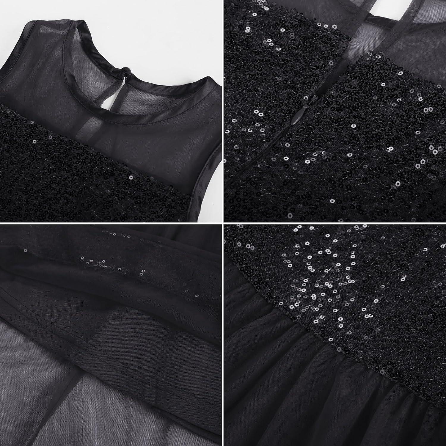 imageGRACE KARIN Girls Sequin Party Formal Dress Wedding Guest Sparkle Fancy Birthday Tulle High Low Prom Dresses 614 YearsBlack