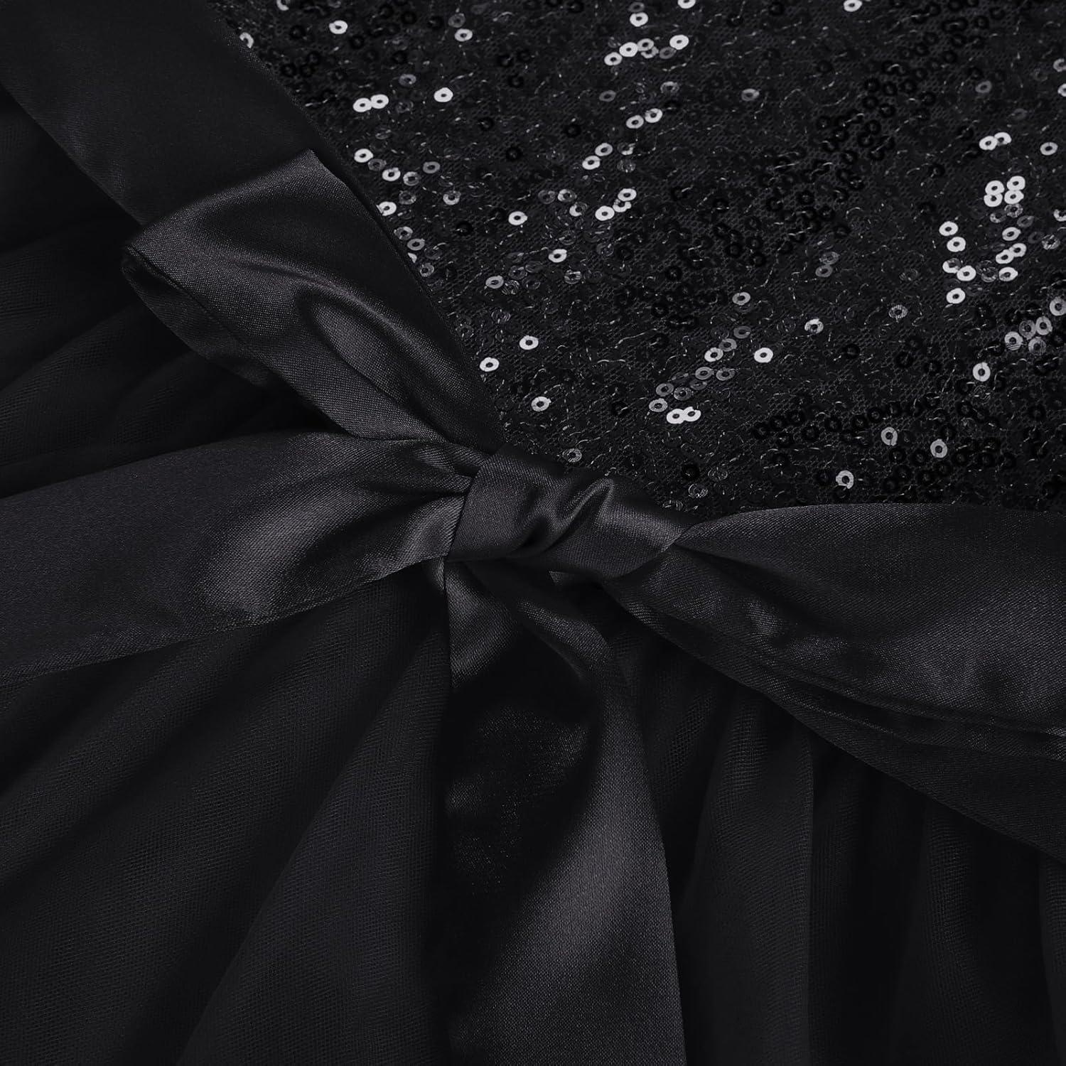 imageGRACE KARIN Girls Sequin Party Formal Dress Wedding Guest Sparkle Fancy Birthday Tulle High Low Prom Dresses 614 YearsBlack