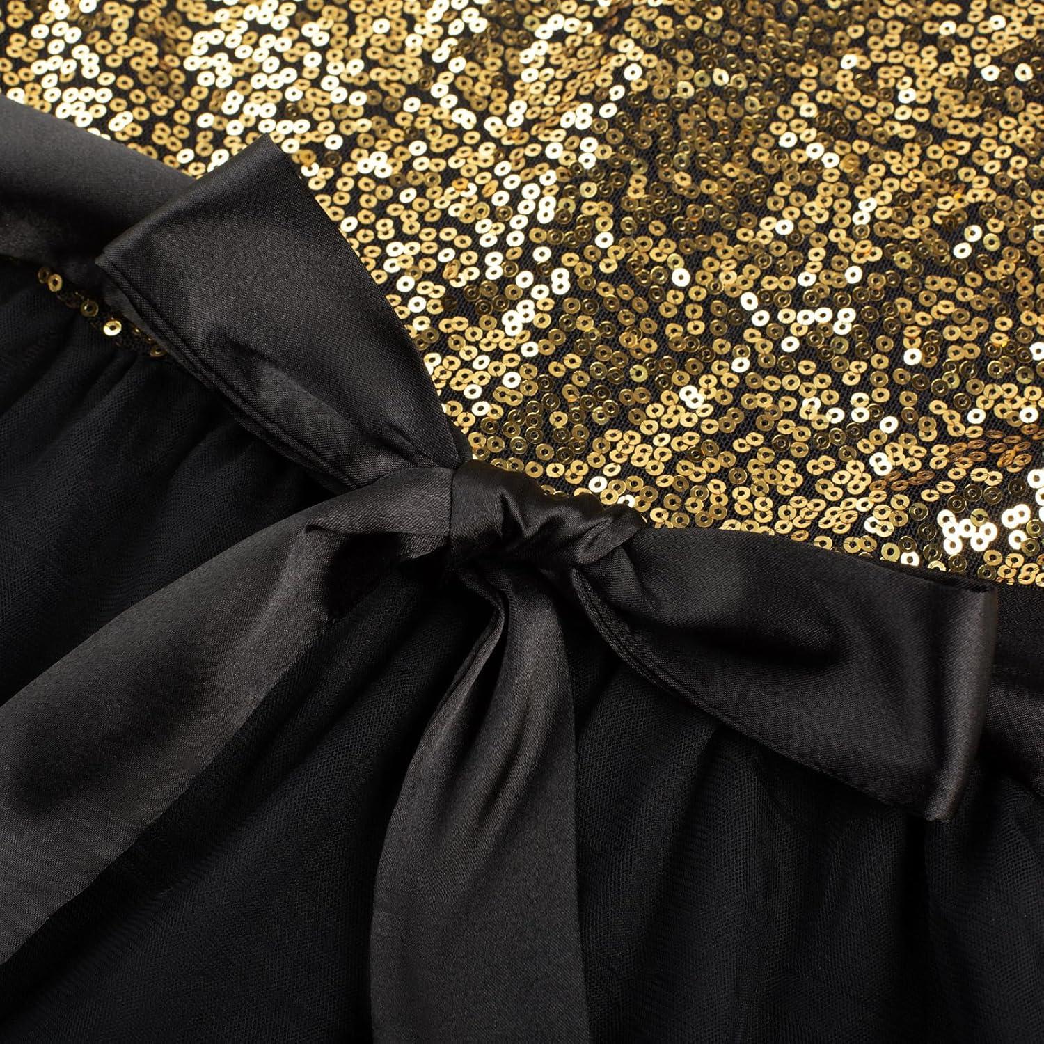 imageGRACE KARIN Girls Sequin Party Formal Dress Wedding Guest Sparkle Fancy Birthday Tulle High Low Prom Dresses 614 YearsBlackgold