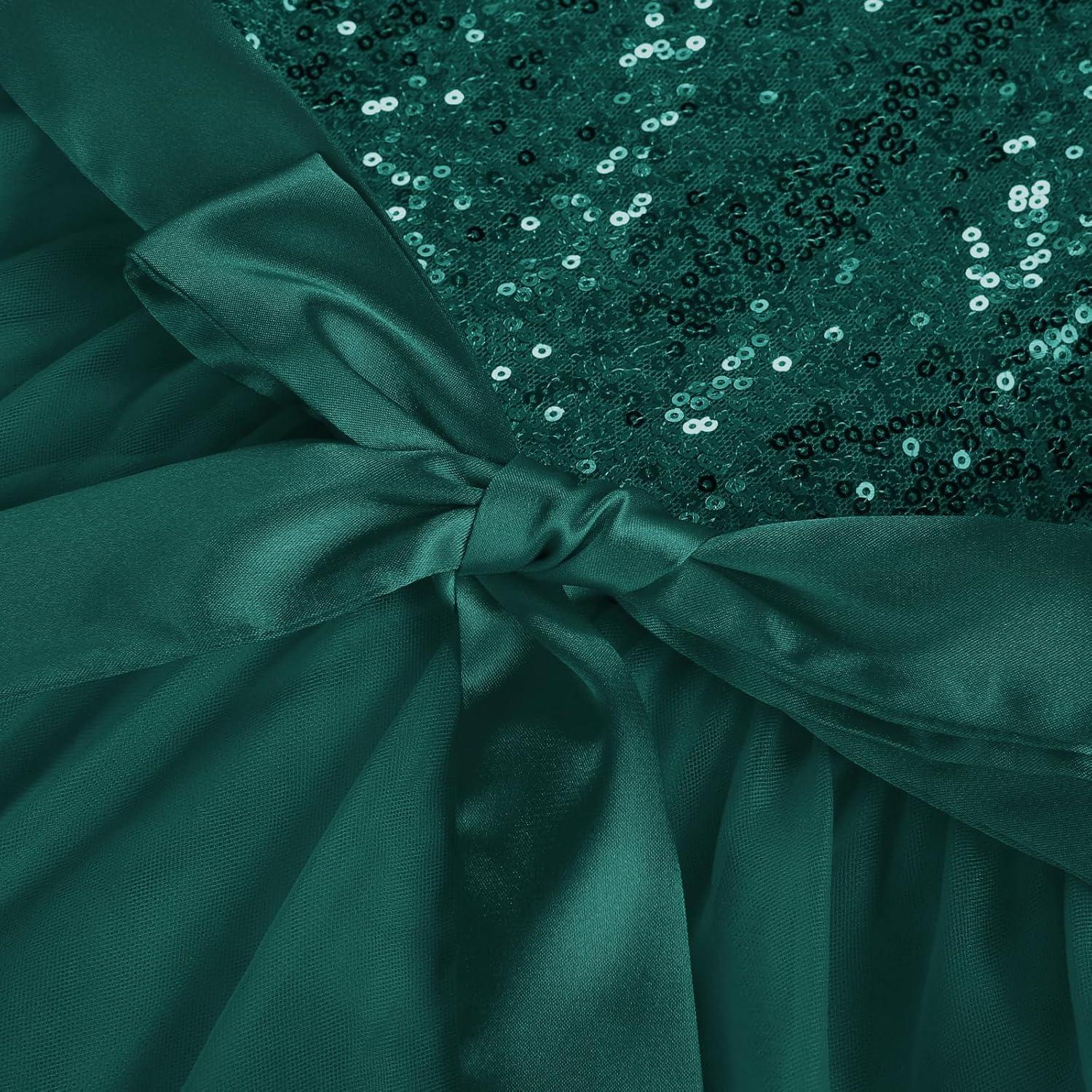 imageGRACE KARIN Girls Sequin Party Formal Dress Wedding Guest Sparkle Fancy Birthday Tulle High Low Prom Dresses 614 YearsDark Green
