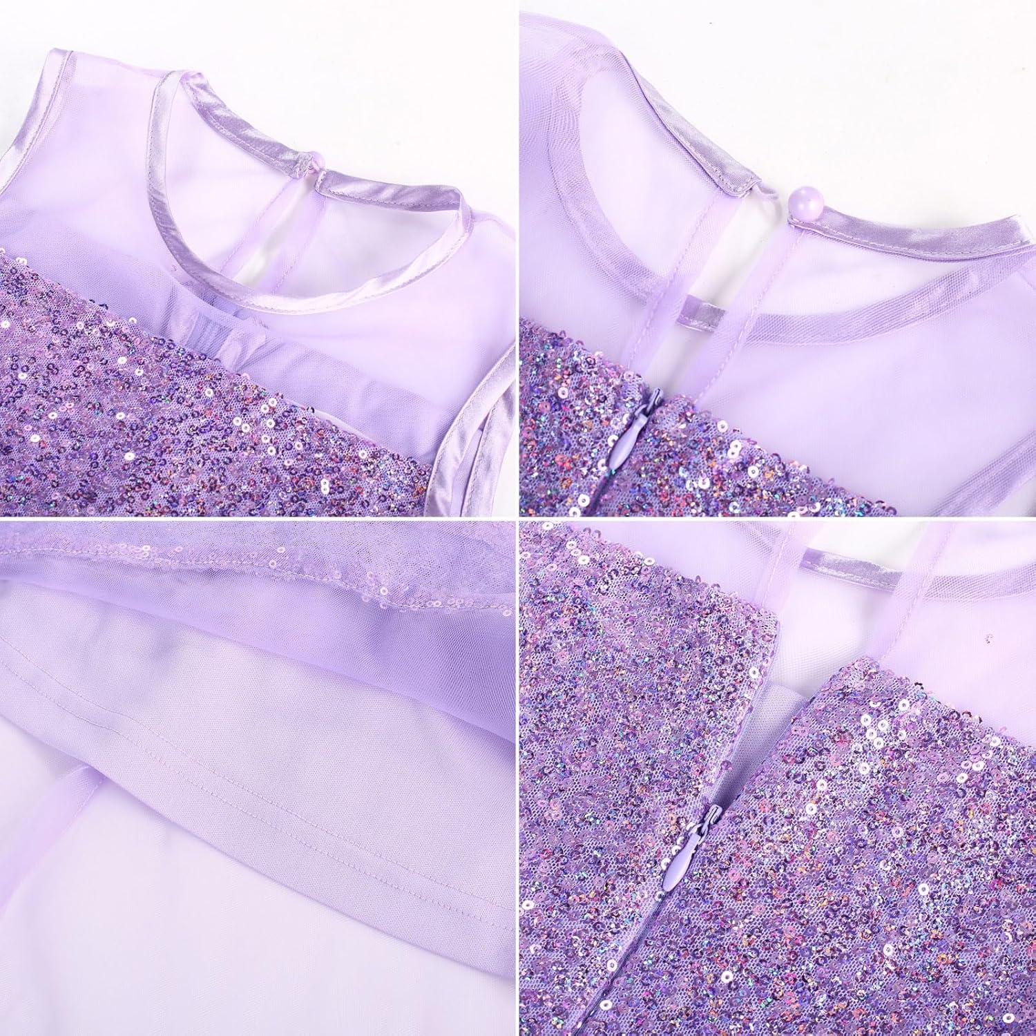 imageGRACE KARIN Girls Sequin Party Formal Dress Wedding Guest Sparkle Fancy Birthday Tulle High Low Prom Dresses 614 YearsFantasy Purple