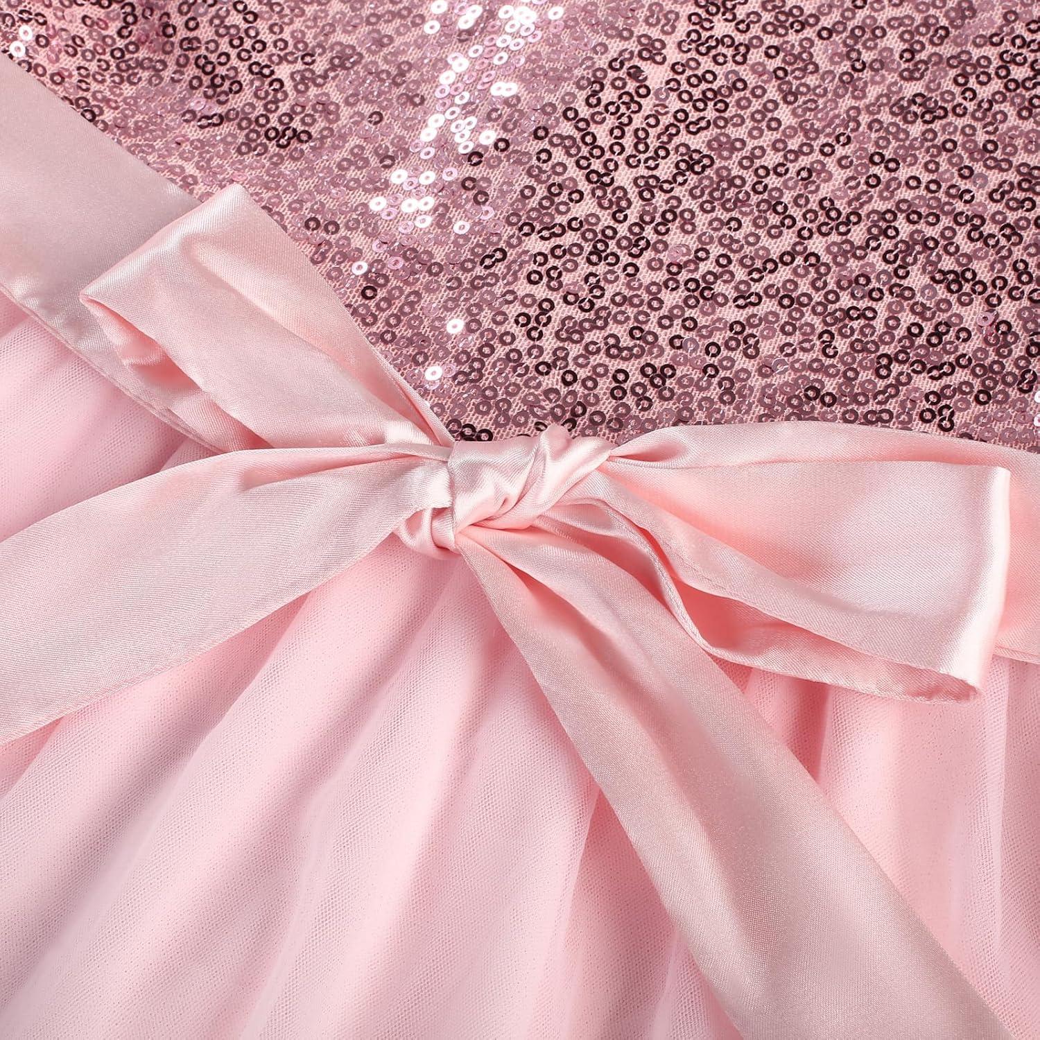 imageGRACE KARIN Girls Sequin Party Formal Dress Wedding Guest Sparkle Fancy Birthday Tulle High Low Prom Dresses 614 YearsPink