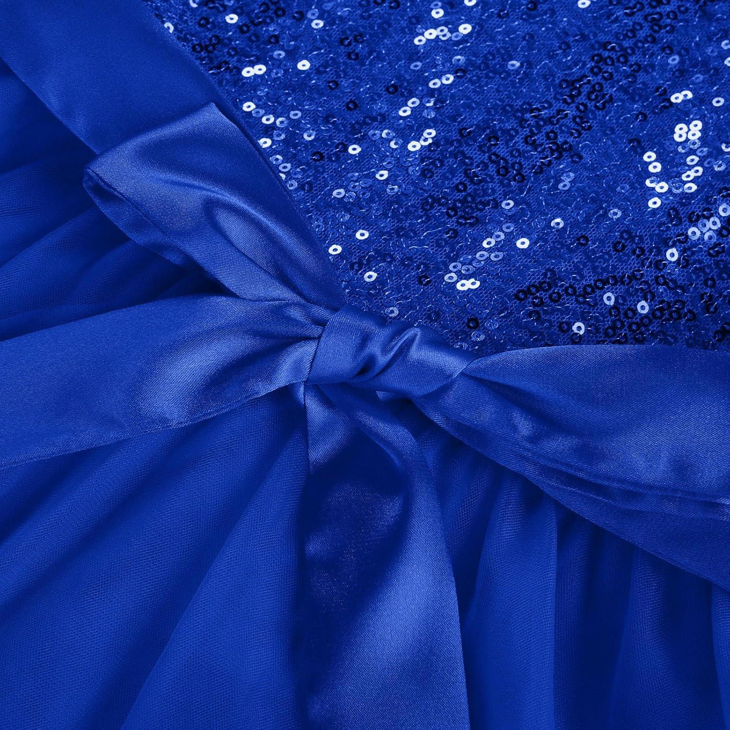imageGRACE KARIN Girls Sequin Party Formal Dress Wedding Guest Sparkle Fancy Birthday Tulle High Low Prom Dresses 614 YearsRoyal Blue